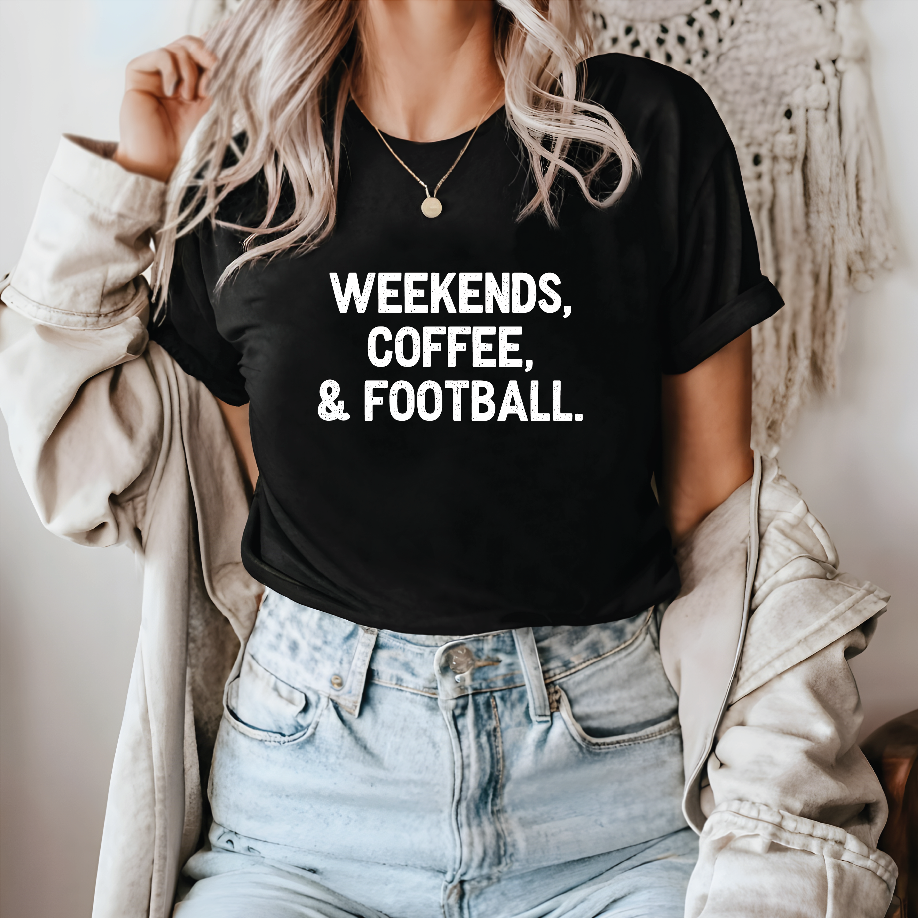 Weekends, Coffee, Football Tee