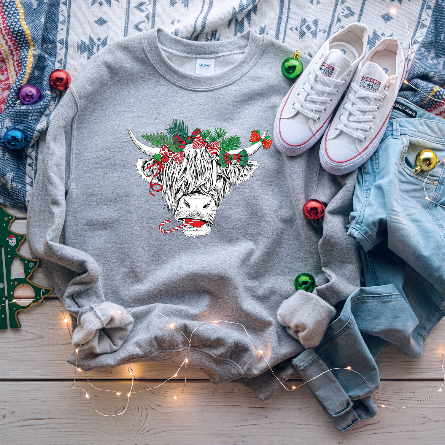 Holly Highland Cow Classic Crew Neck Sweater