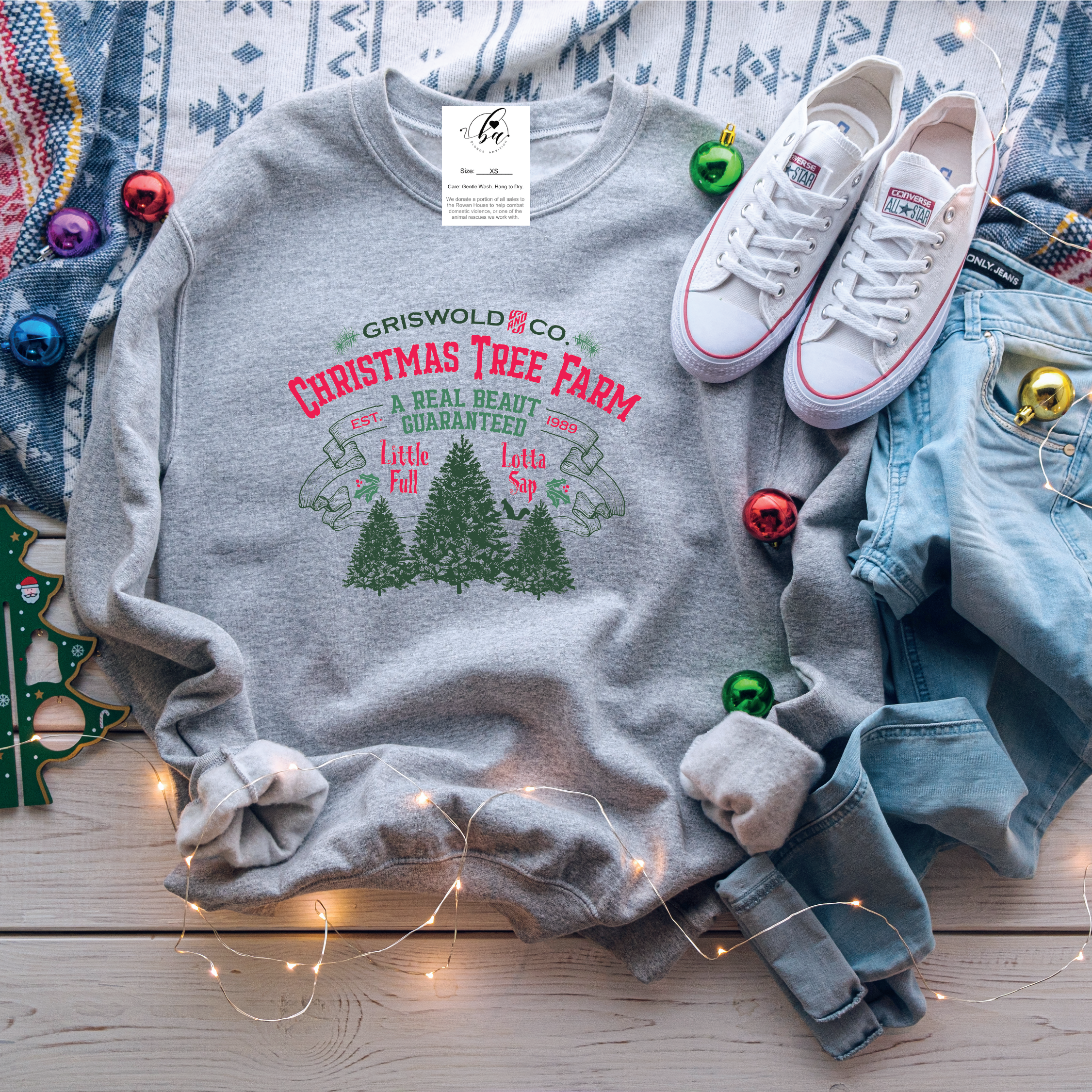 Gris Christmas Tree Farm {Multi Color} Classic Crew Neck Sweater