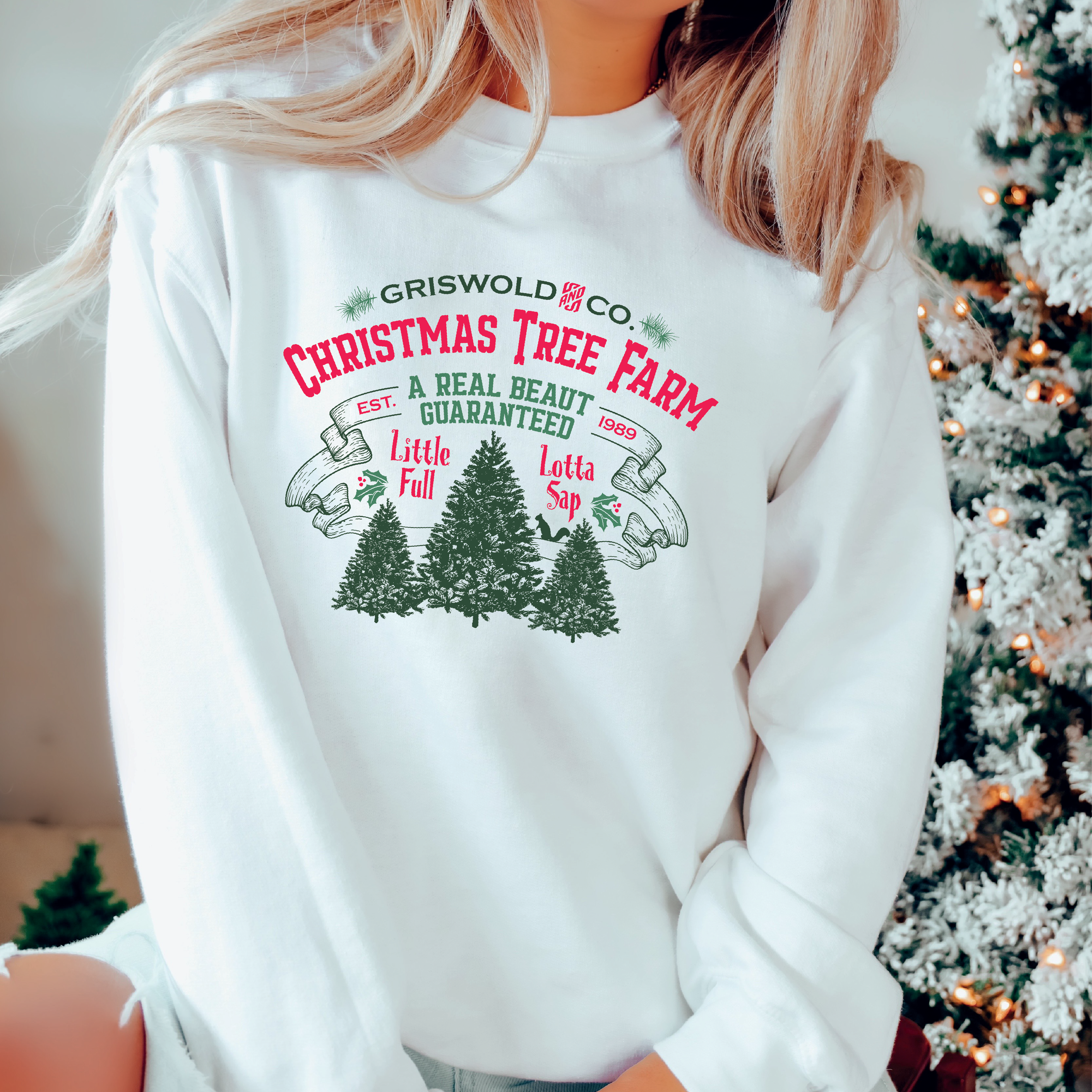 Gris Christmas Tree Farm {Multi Color} Classic Crew Neck Sweater