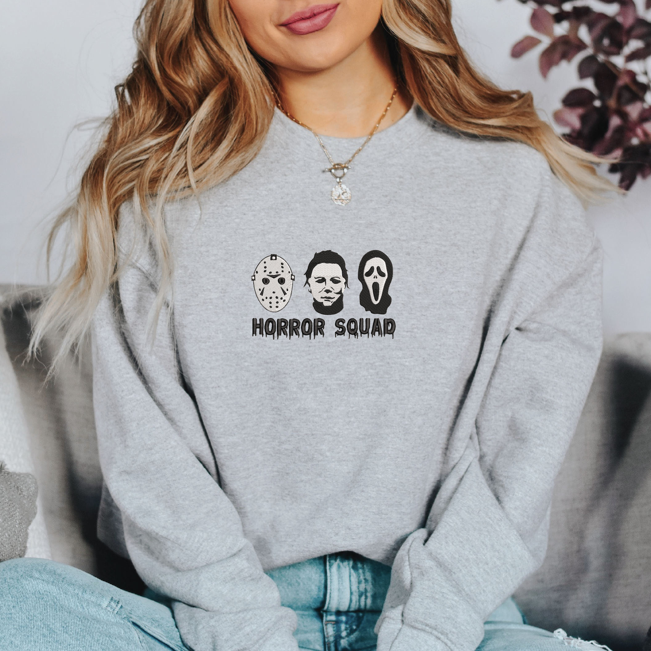 Embroidered Horror Squad Sweater