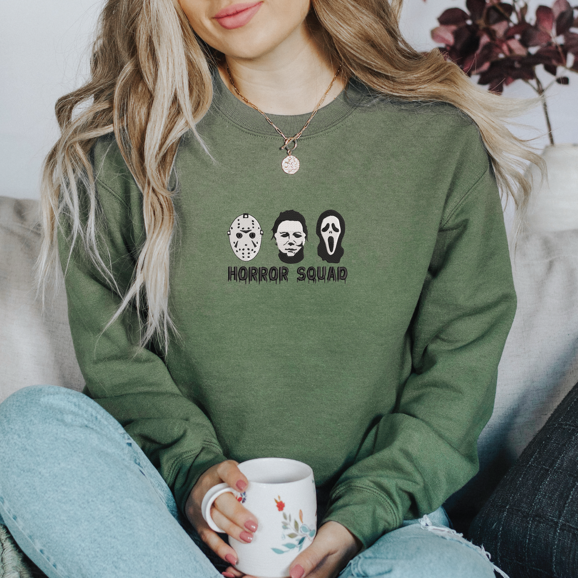 Embroidered Horror Squad Sweater