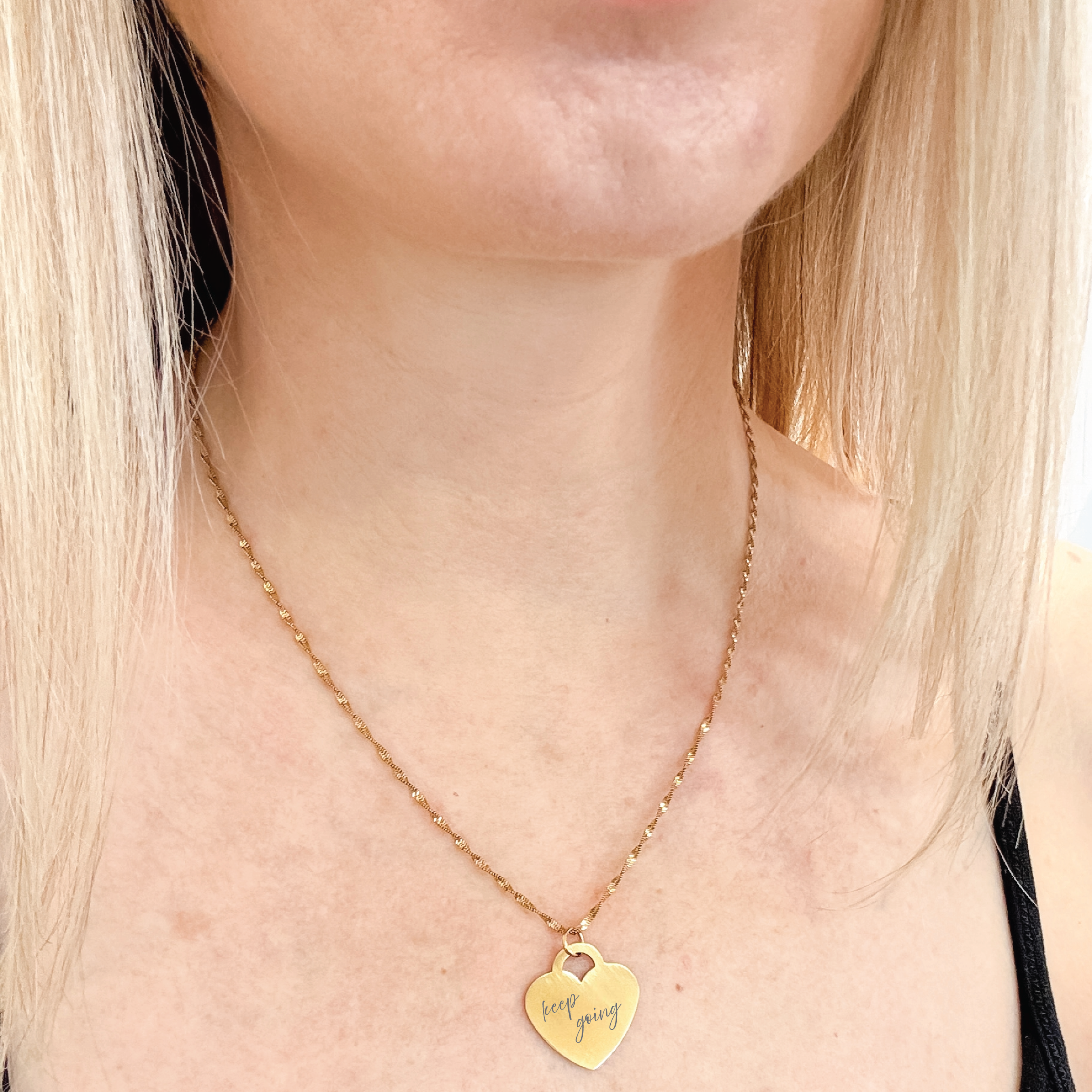 Keep Going Engraved Heart Necklace