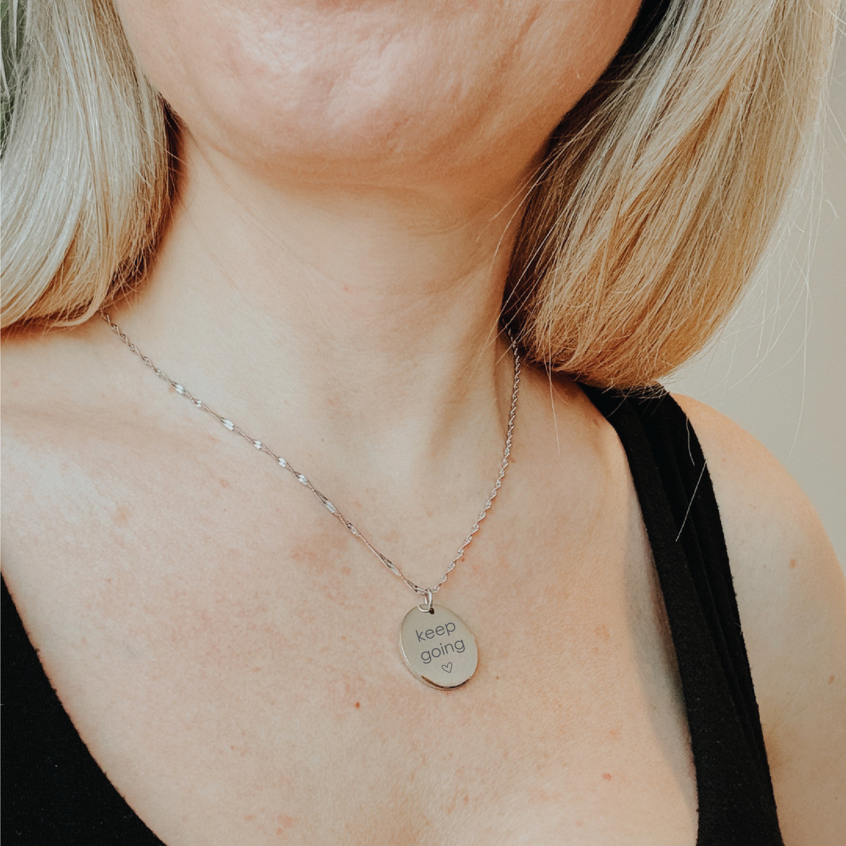Keep Going Engraved Pendant Necklace