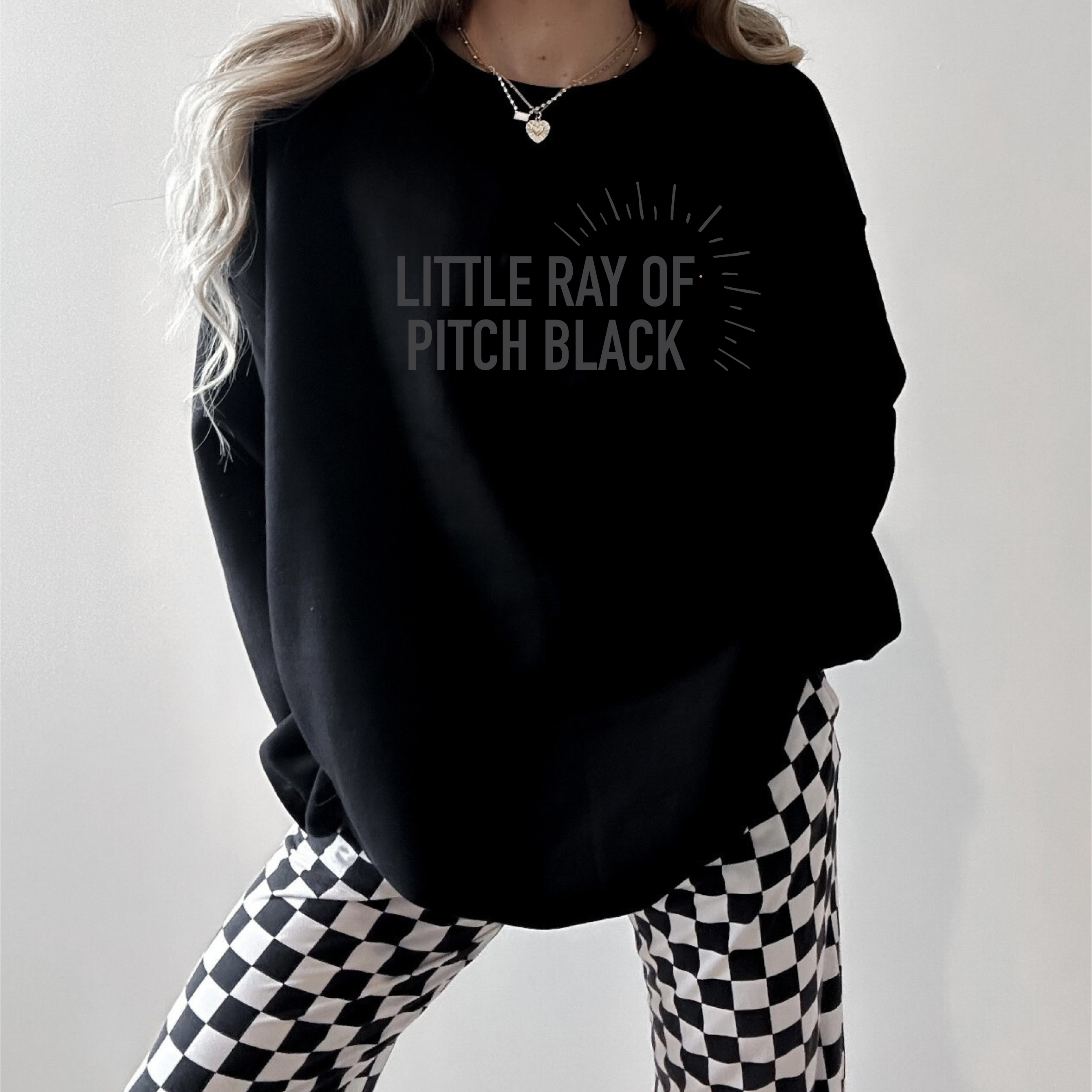 Little Ray of Pitch Black {RAYS} Cozy Crew Neck Sweater