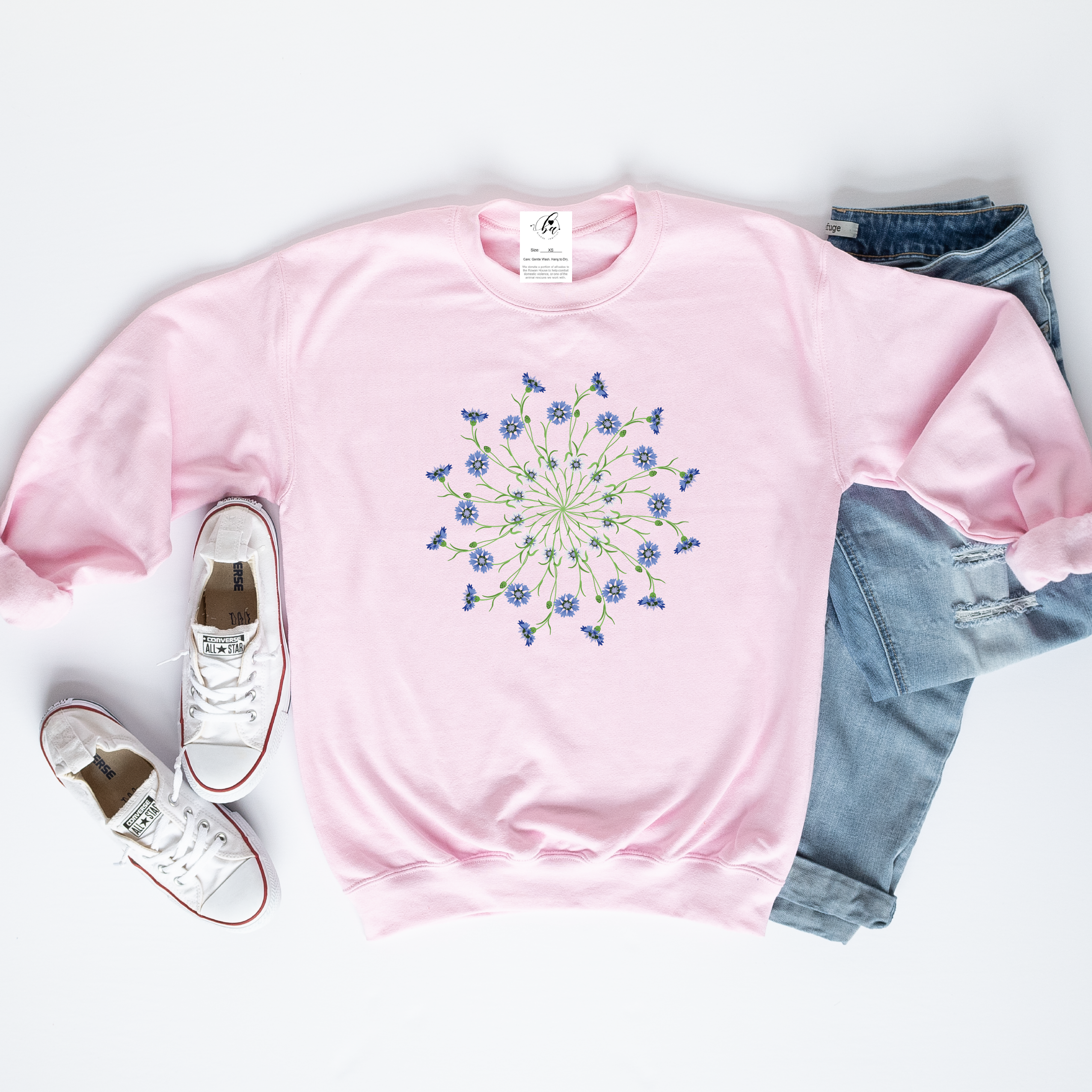Cornflower Mandala Cozy Crew Neck Sweater