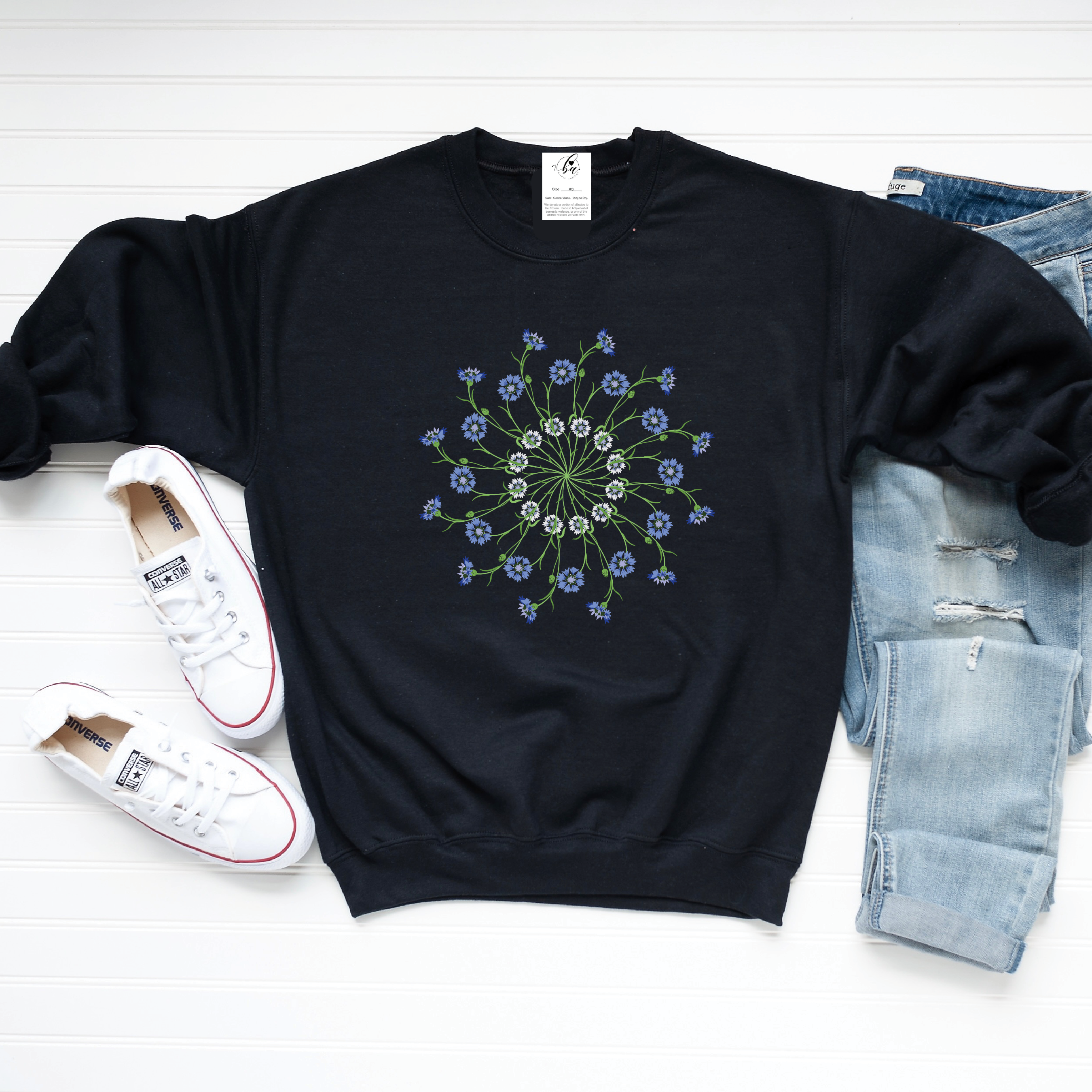 Cornflower Mandala Cozy Crew Neck Sweater