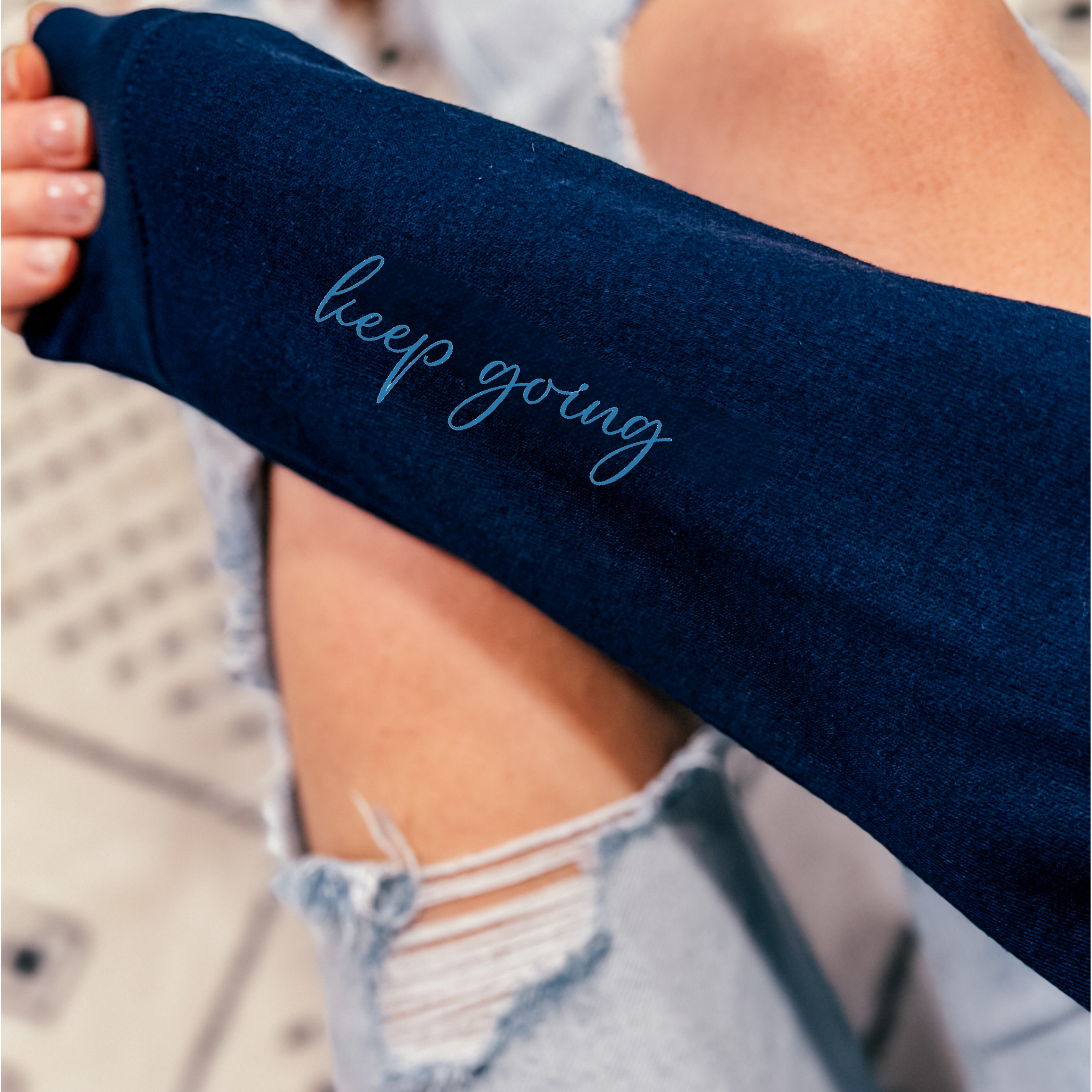 Keep Going Embroidered Cozy Crew Neck Sweater