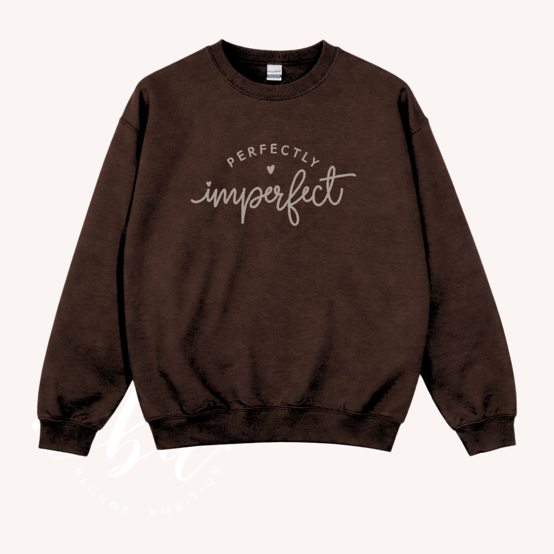 Perfectly Imperfect Embroidered Classic Crew Neck Sweater