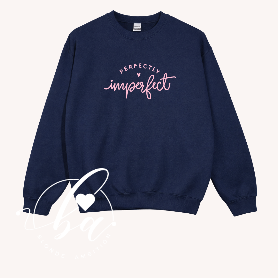 Perfectly Imperfect Embroidered Classic Crew Neck Sweater