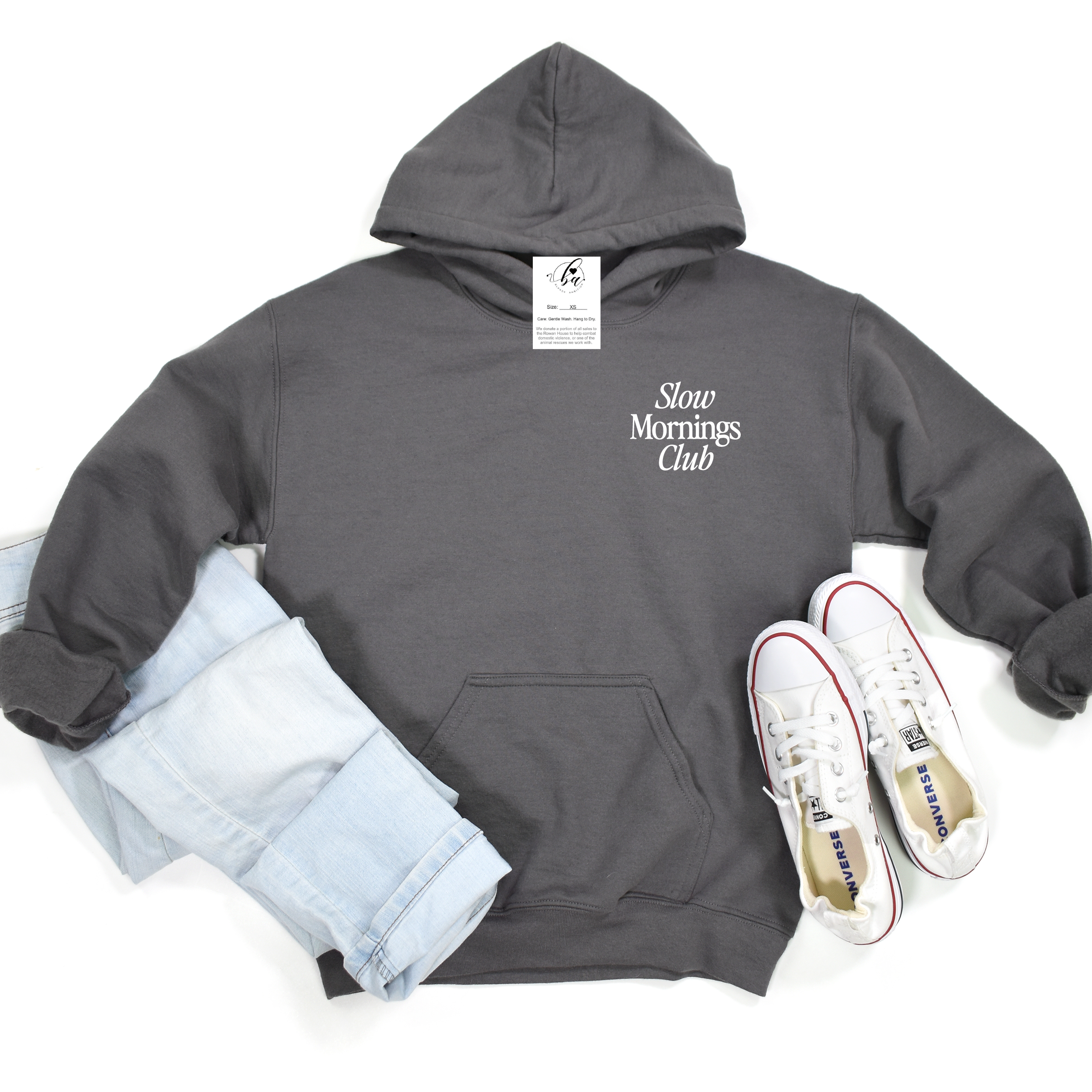 Slow Mornings Club Embroidered Cozy HOODIE