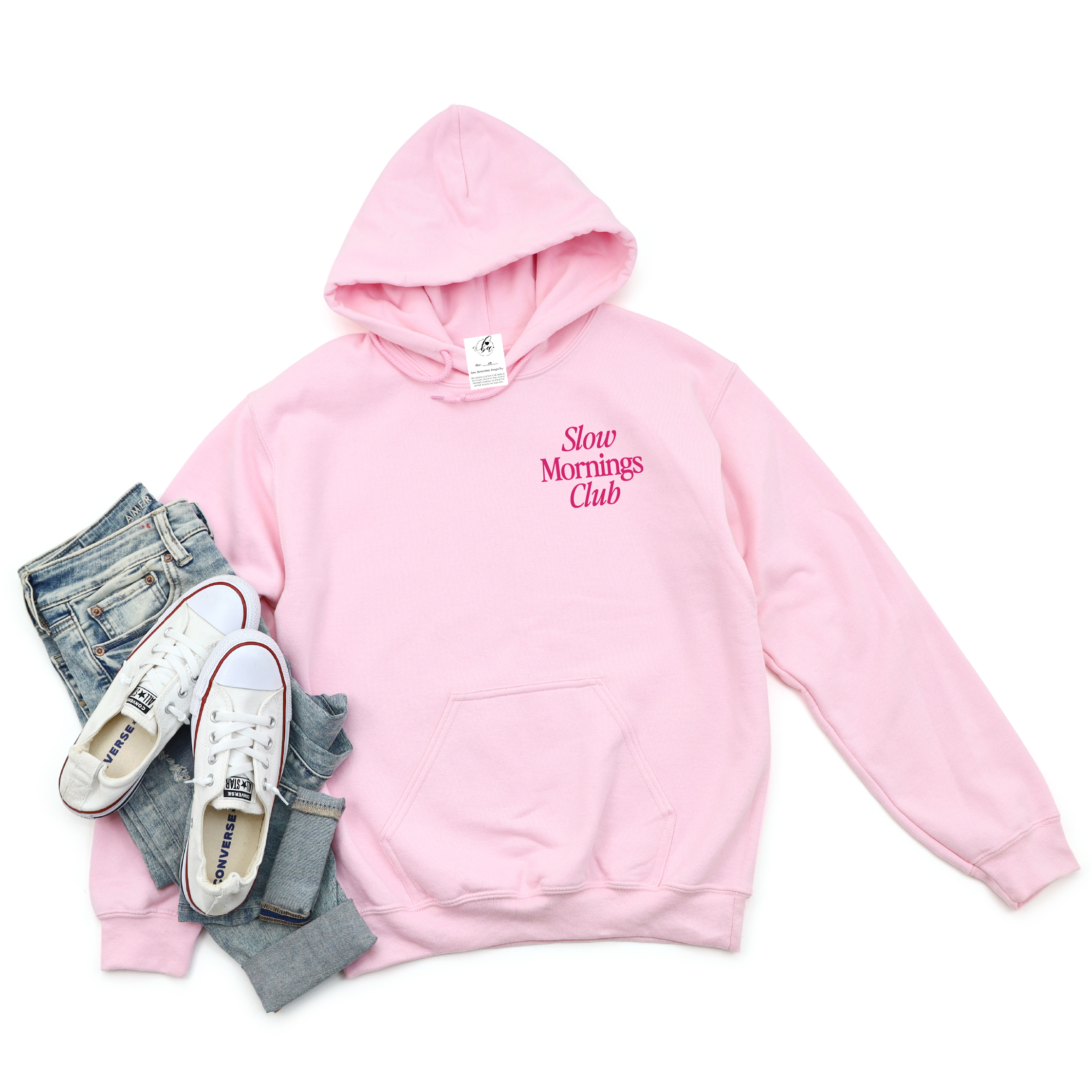 Slow Mornings Club Embroidered Cozy HOODIE