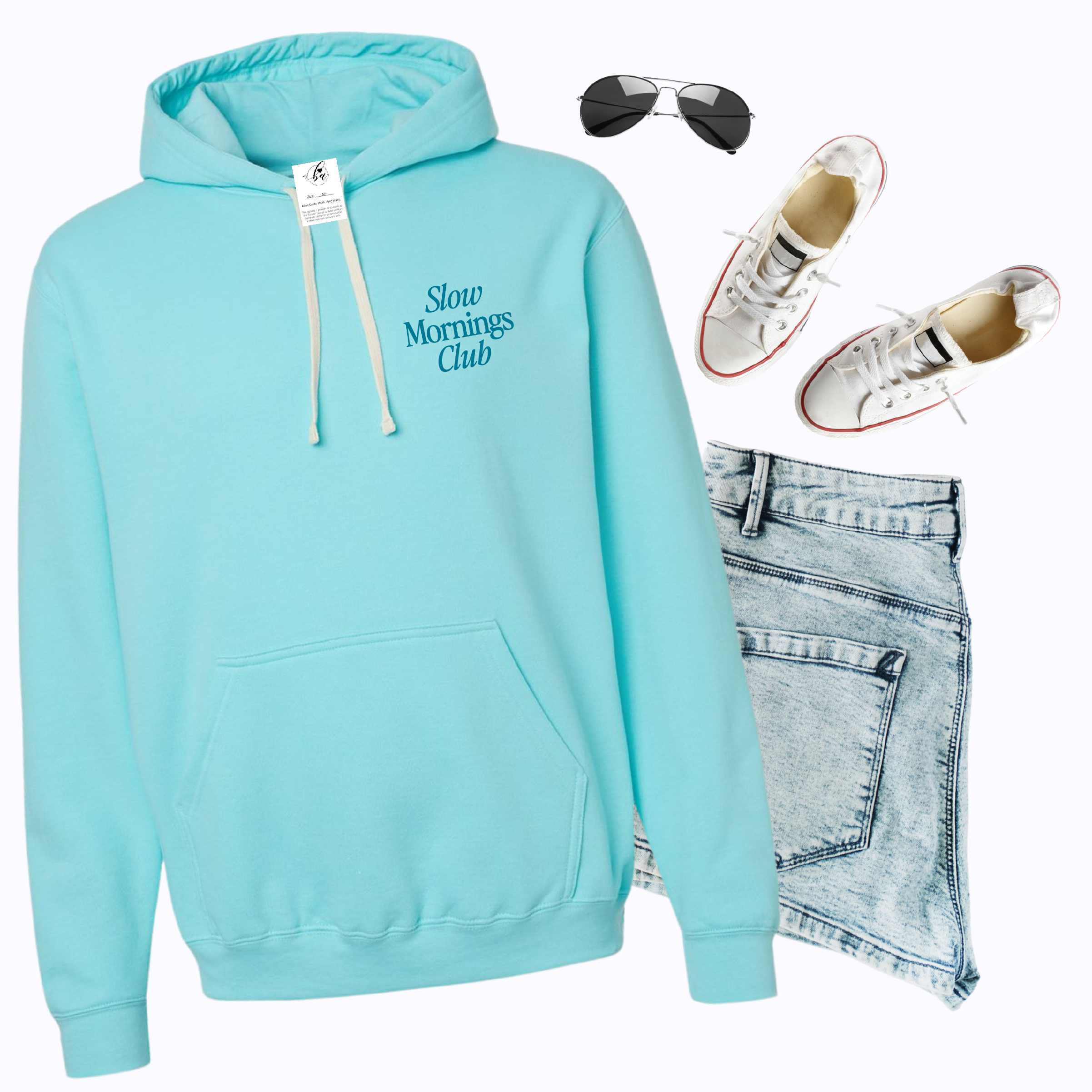 Slow Mornings Club Embroidered Cozy HOODIE