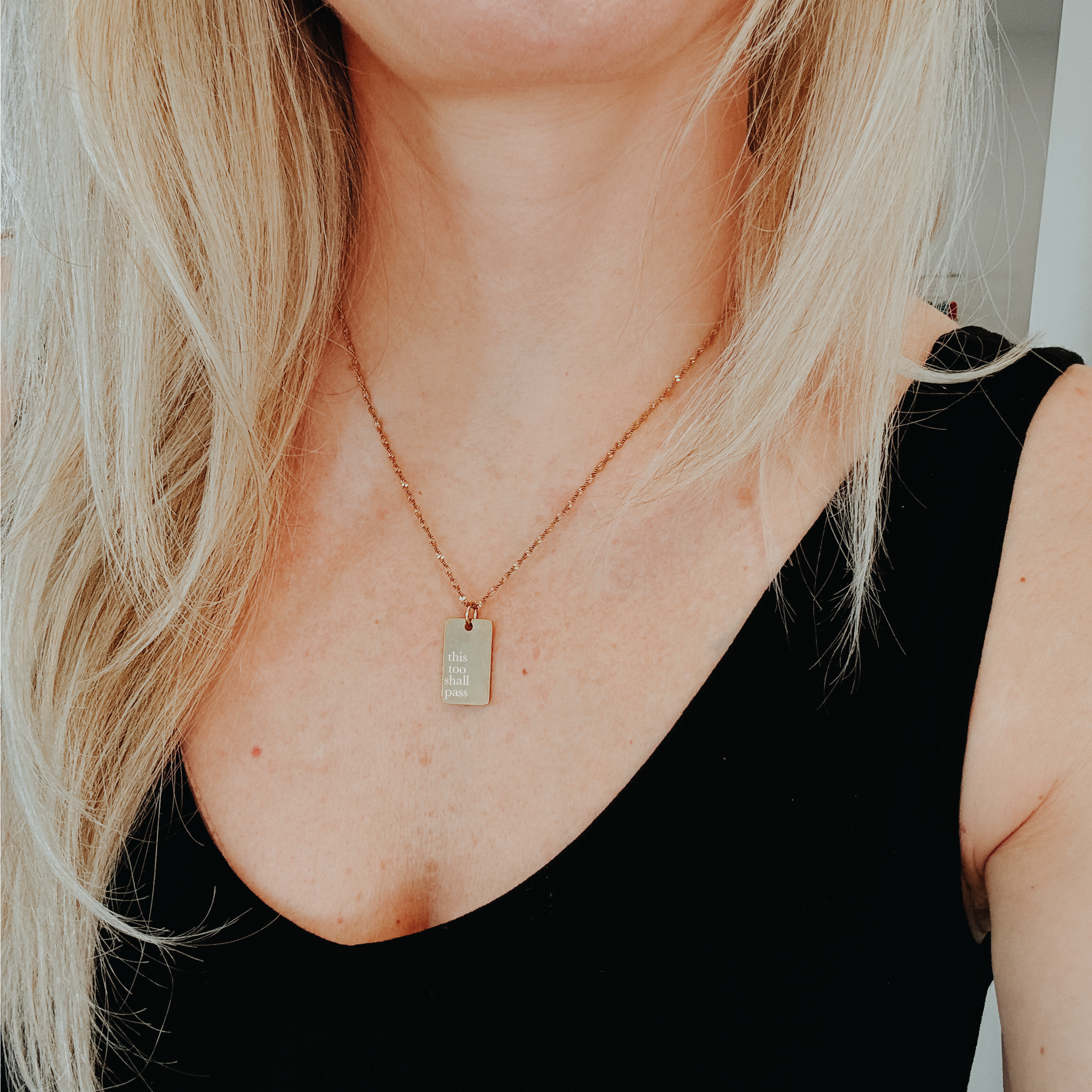 This Too Shall Pass Engraved Pendant Necklace