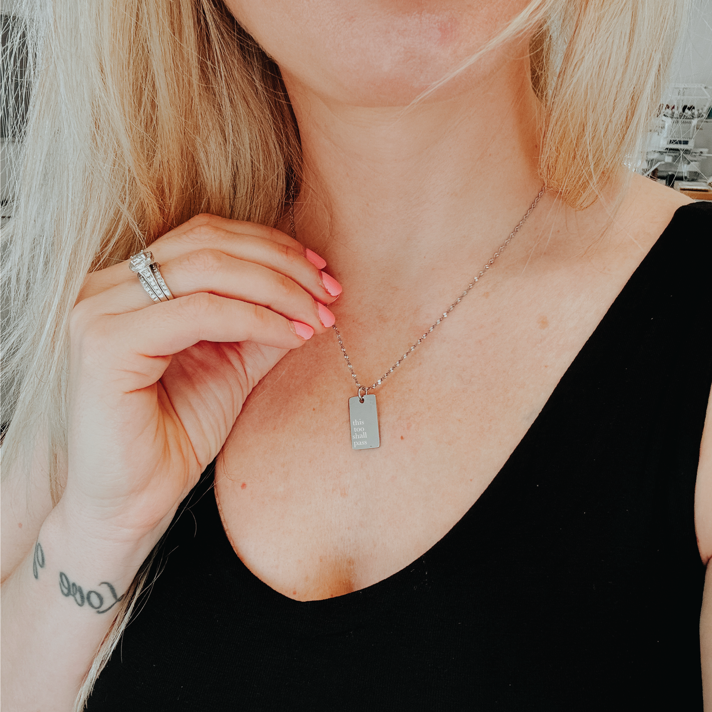 This Too Shall Pass Engraved Pendant Necklace