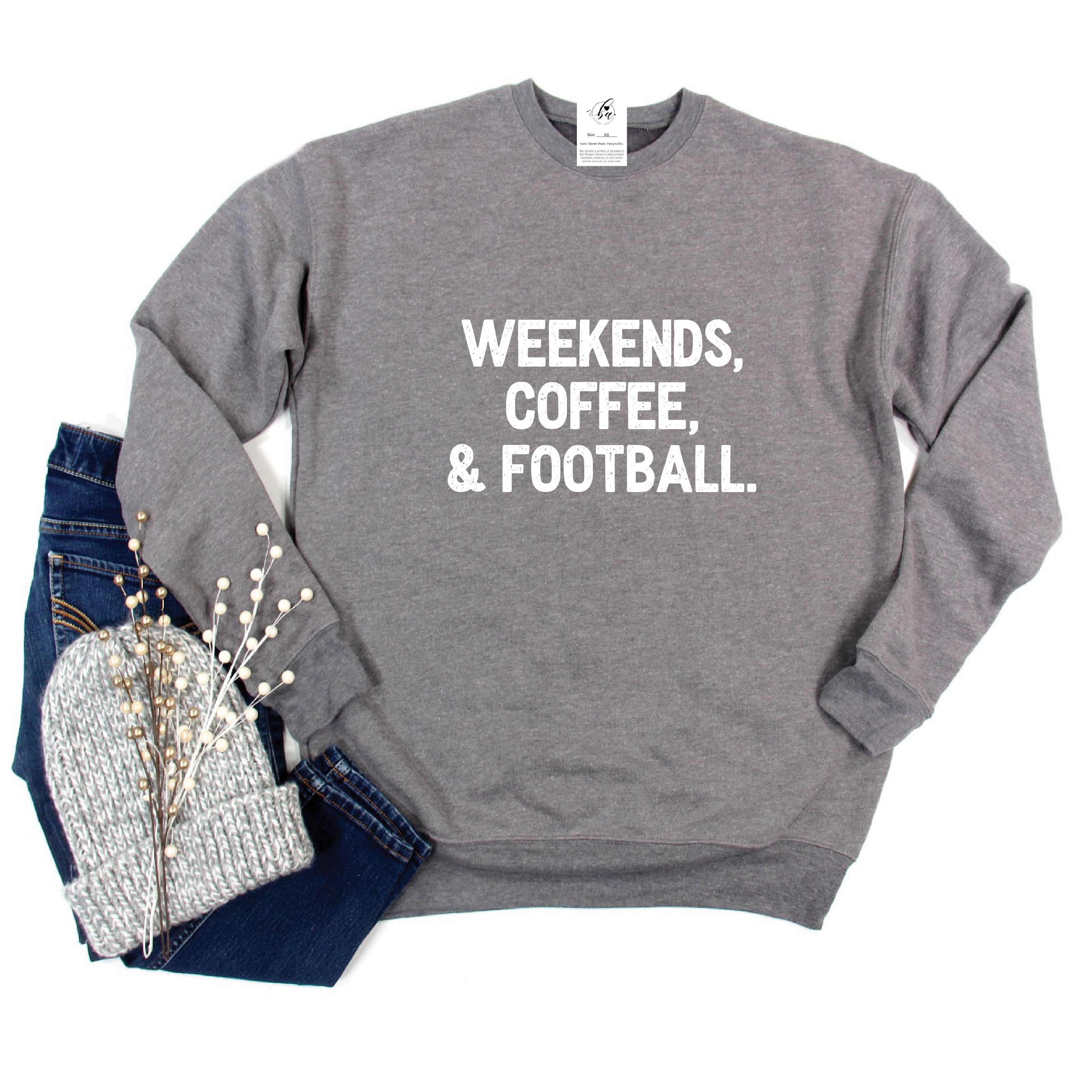 Weekends, Coffee, & Football Cozy Crew Neck Sweater