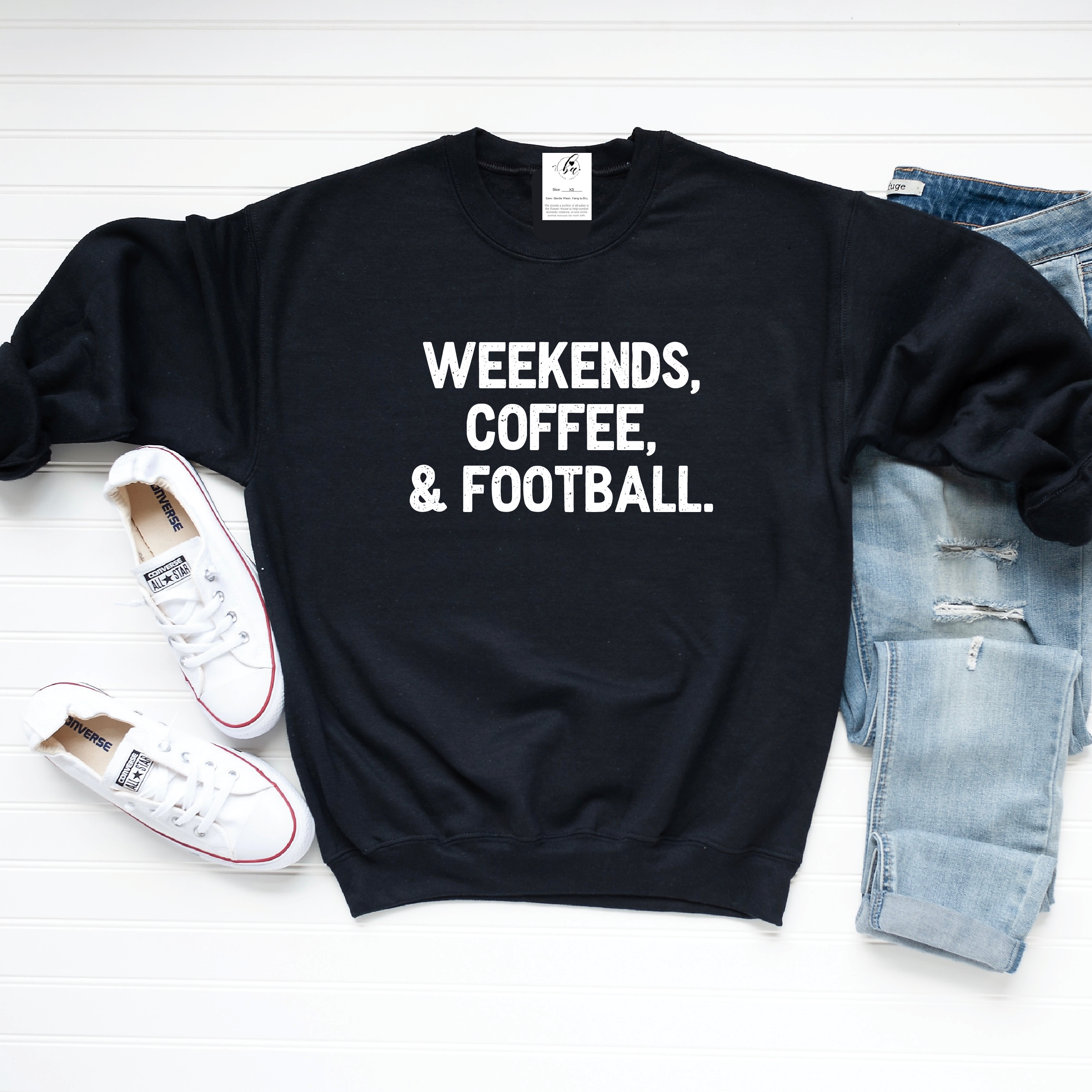Weekends, Coffee, & Football Cozy Crew Neck Sweater