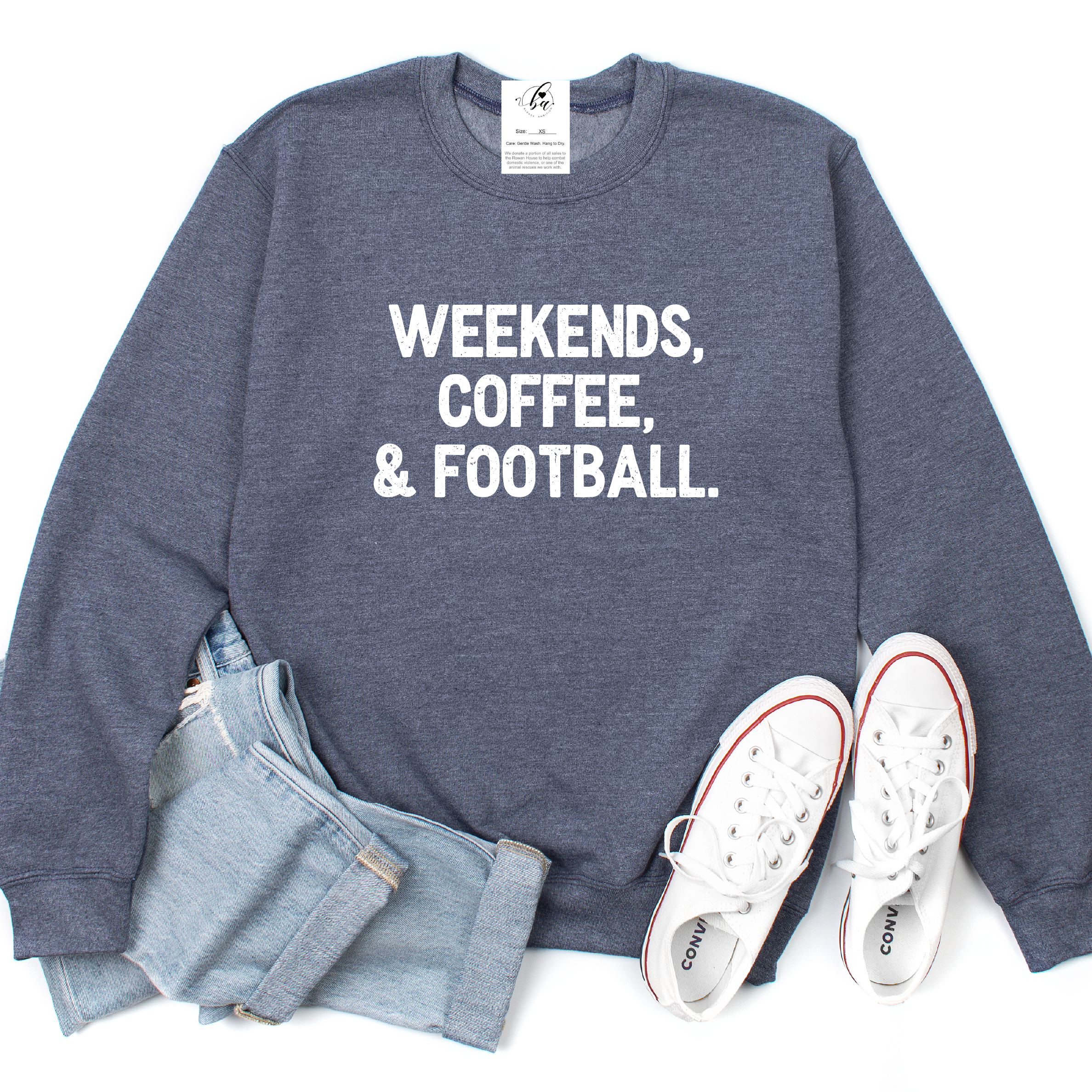 Weekends, Coffee, & Football Cozy Crew Neck Sweater