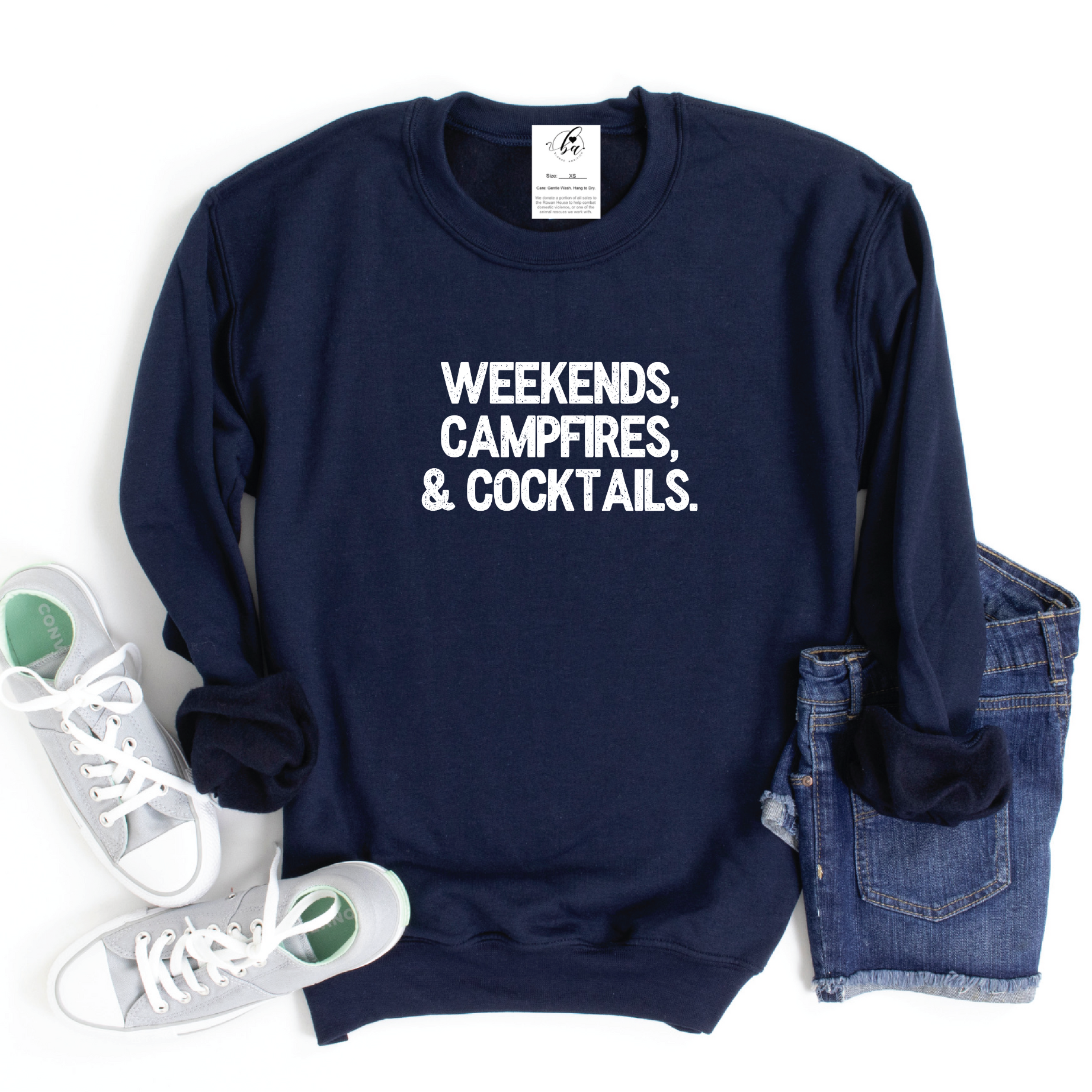 Weekends, Campfires & Cocktails Cozy Crew Neck Sweater