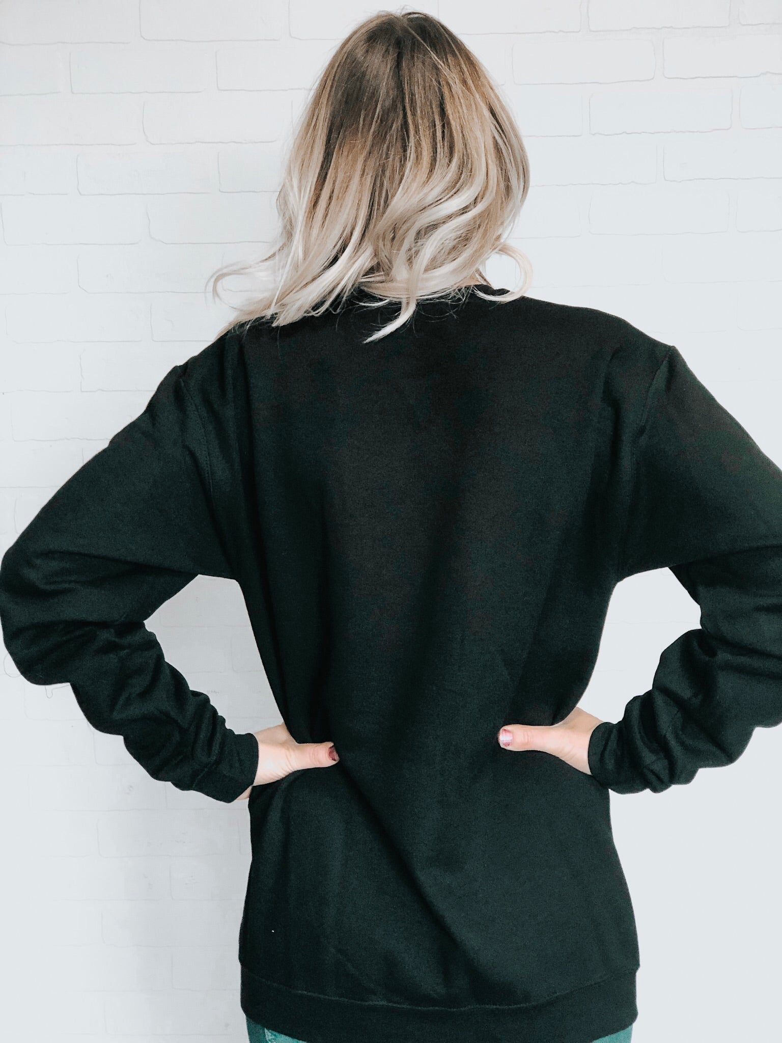 Bad Ass Babe™ Cozy Crew Neck Sweater - Black - Blonde Ambition