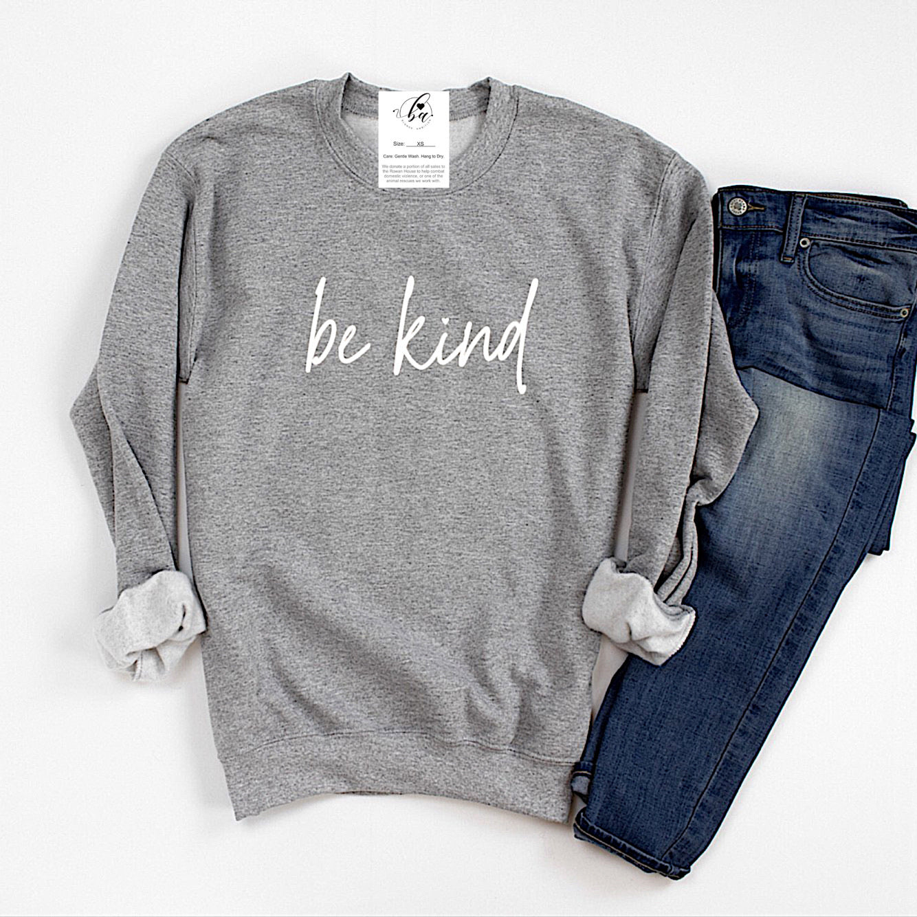 Be Kind Script Cozy Crew Neck Sweater