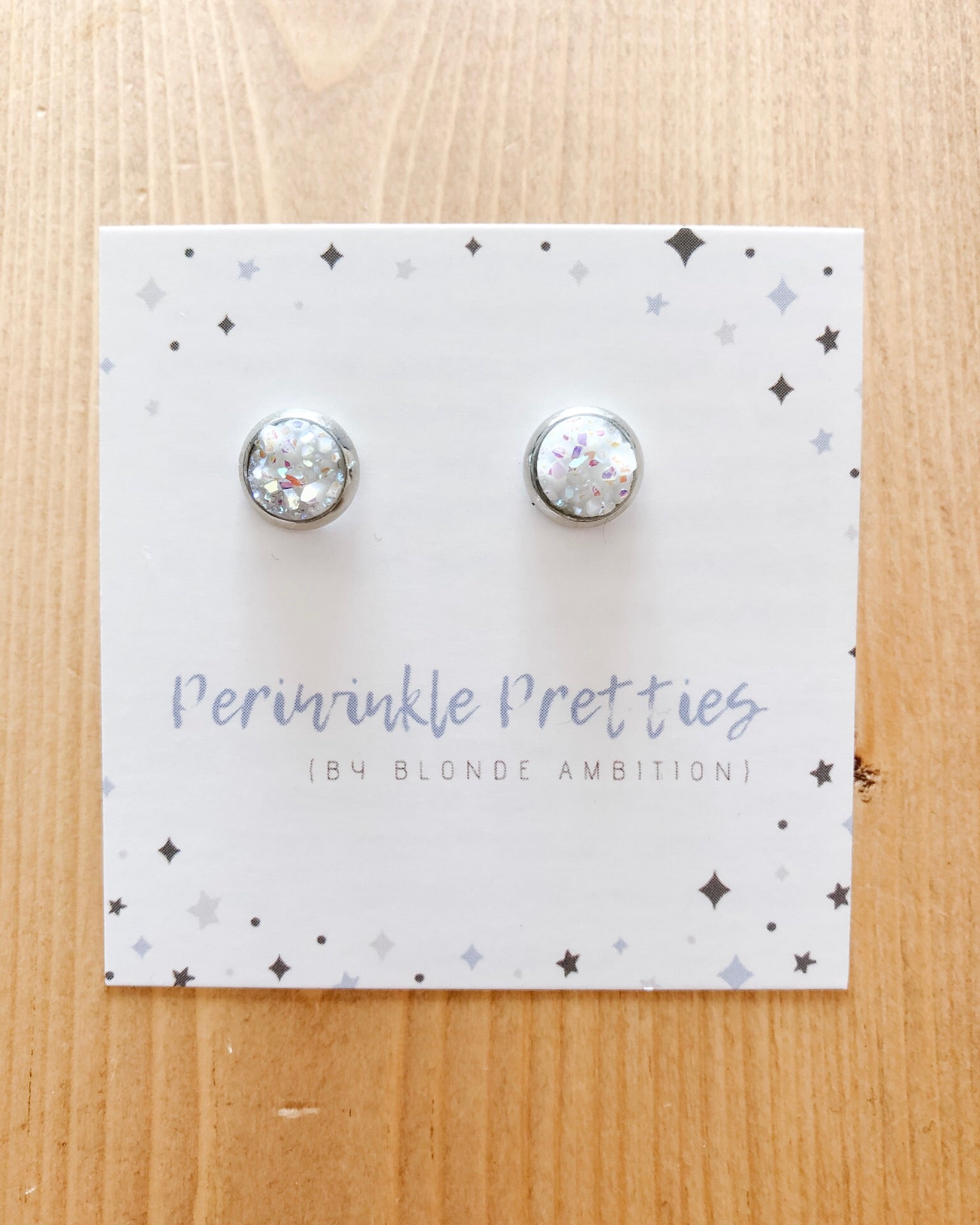 8mm Towering Twinkle Earrings - White Glow #25 - Blonde Ambition