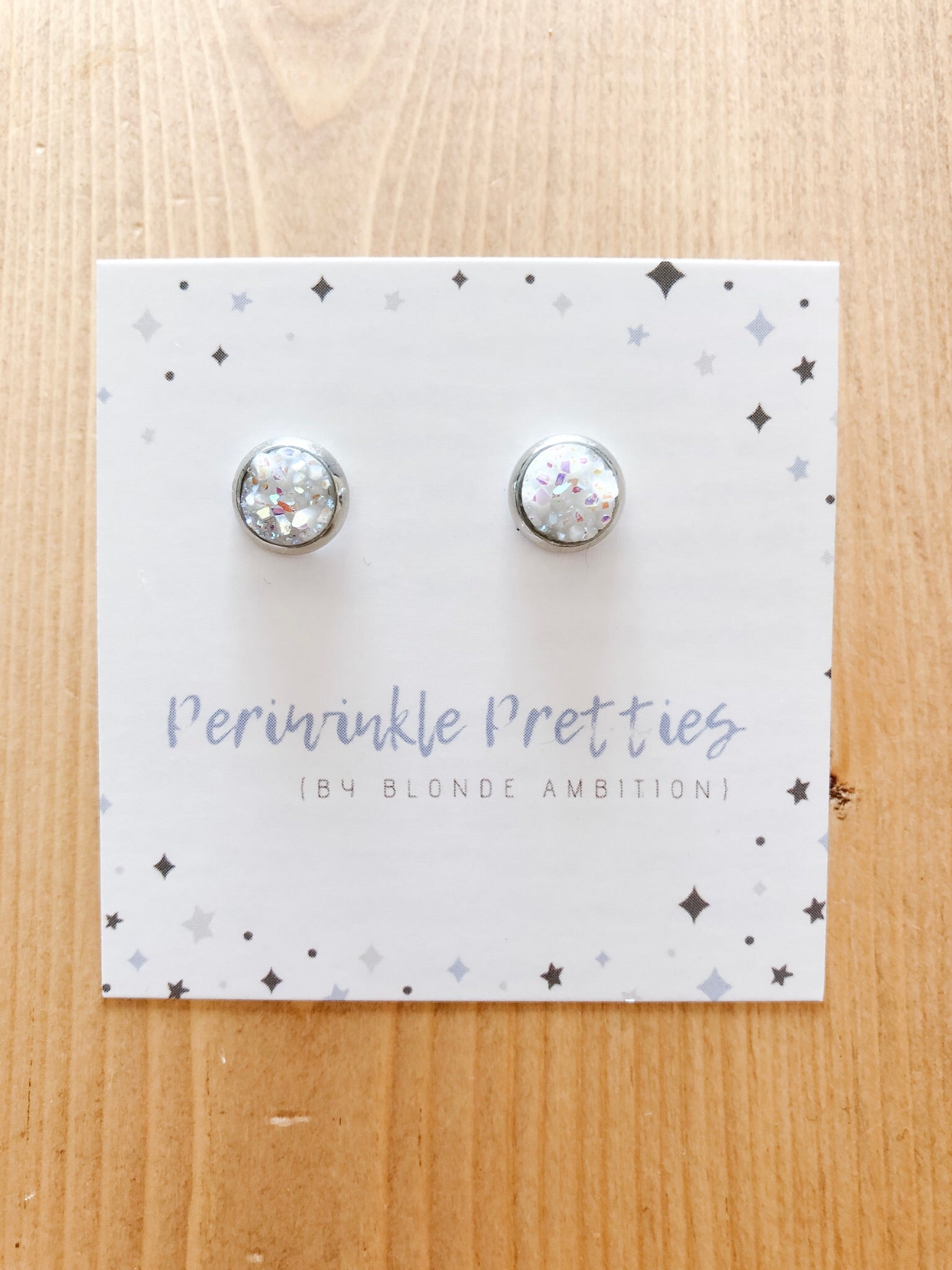 8mm Towering Twinkle Earrings - White Glow #25 - Blonde Ambition