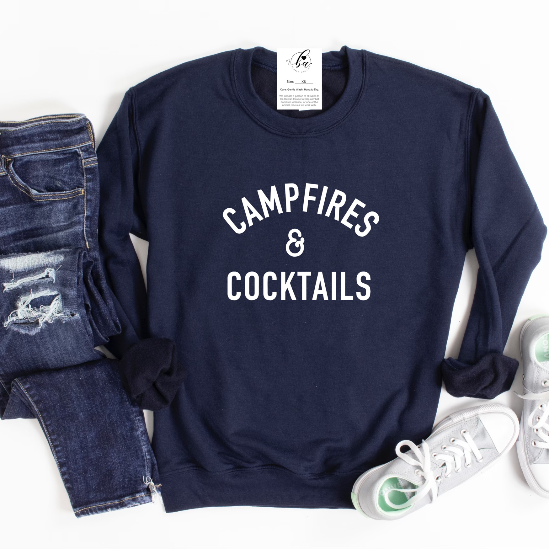 Campfires & Cocktails Cozy Crew Neck Sweater