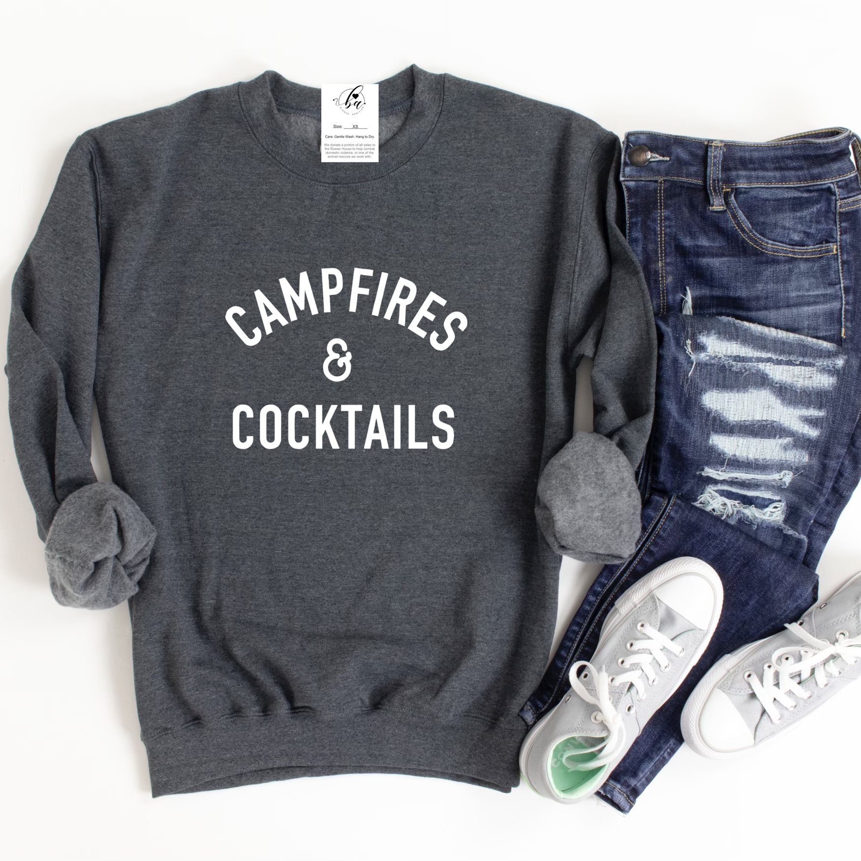 Campfires & Cocktails Cozy Crew Neck Sweater