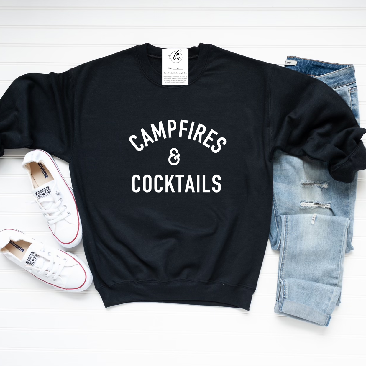 Campfires & Cocktails Cozy Crew Neck Sweater