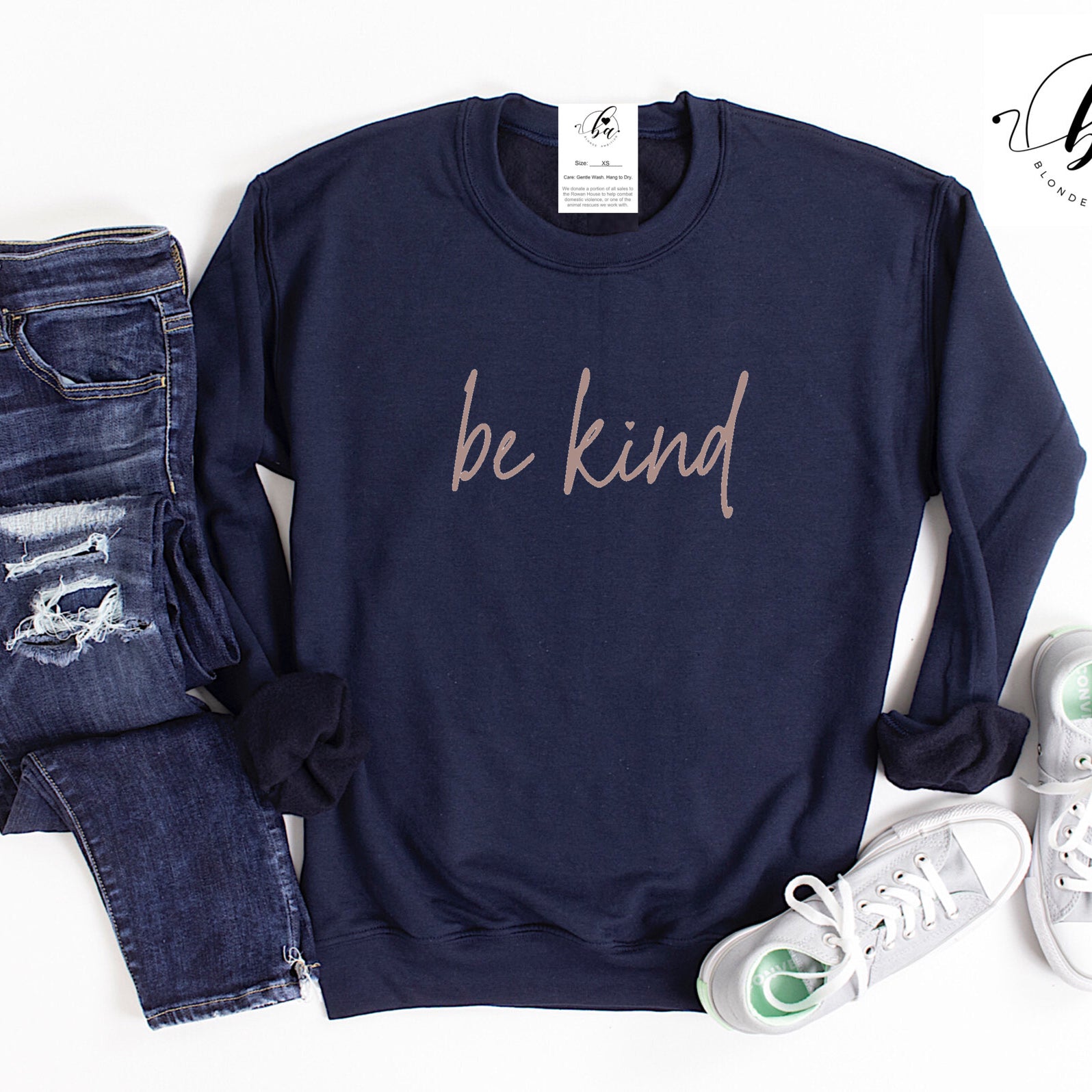Be Kind Script Cozy Crew Neck Sweater
