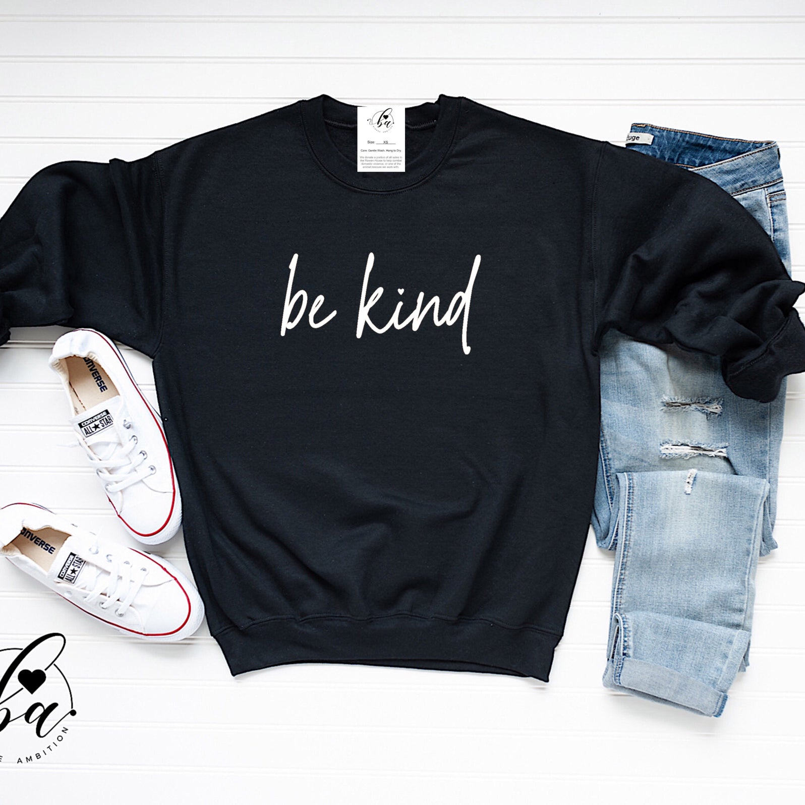 Be Kind Script Cozy Crew Neck Sweater