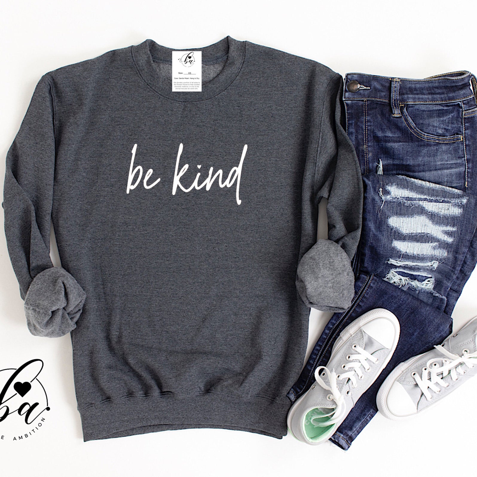 Be Kind Script Cozy Crew Neck Sweater