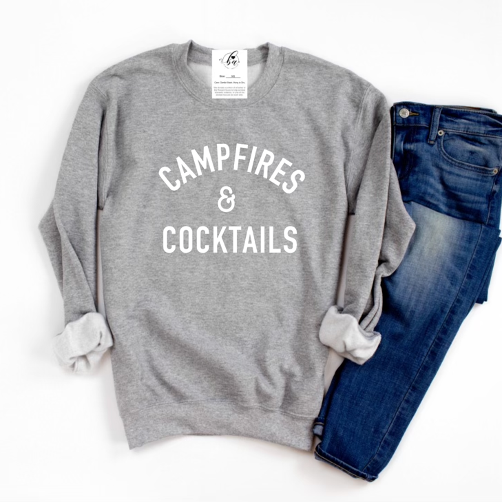 Campfires & Cocktails Cozy Crew Neck Sweater