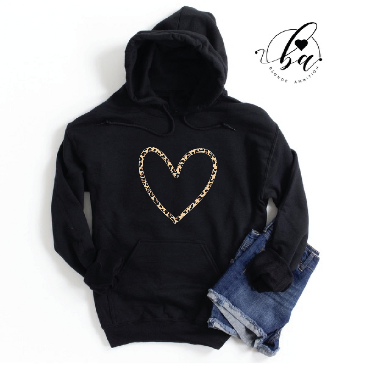 Leopard Heart Cozy Hoodie – Blonde Ambition Apparel