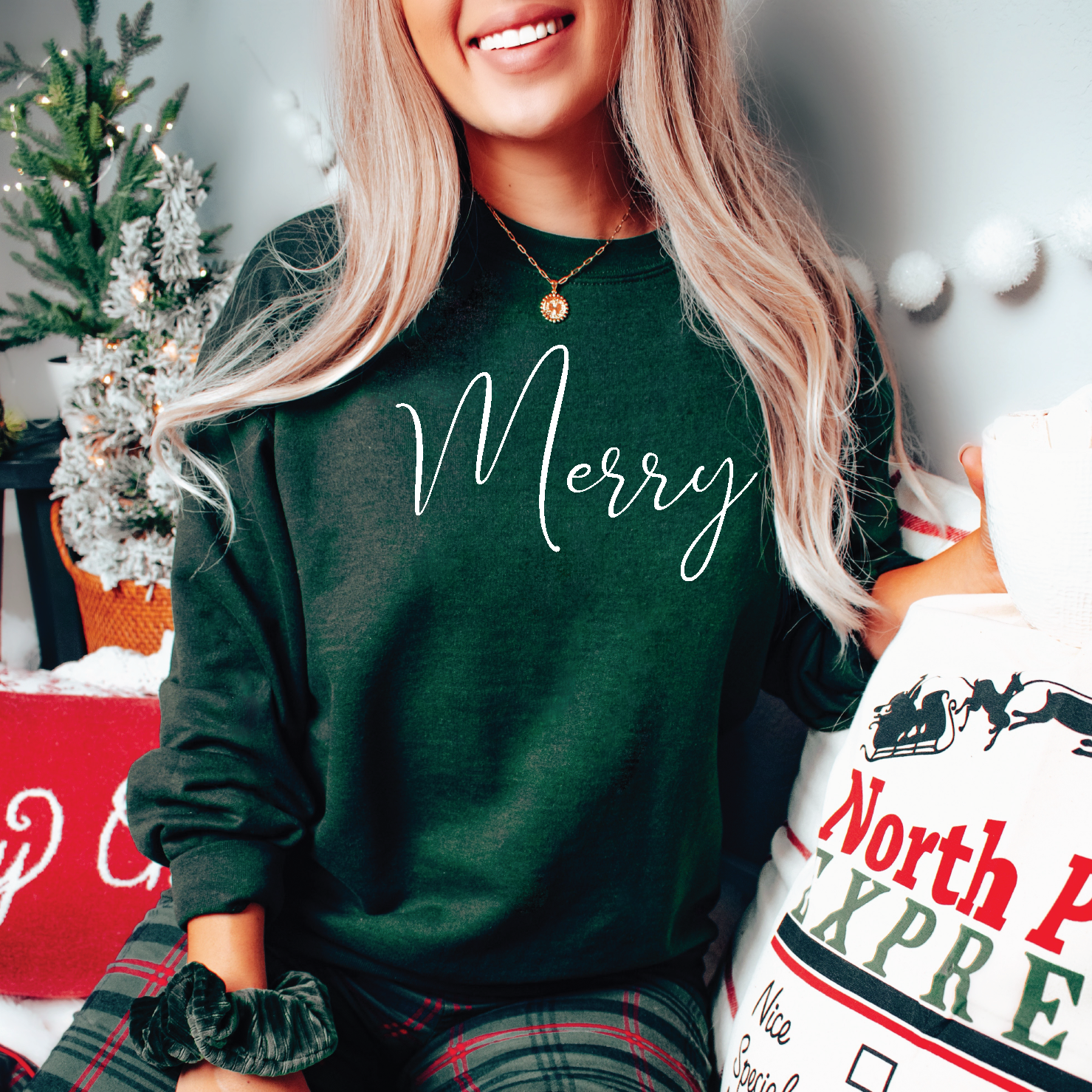 Merry {Script} Classic Crew Sweaters