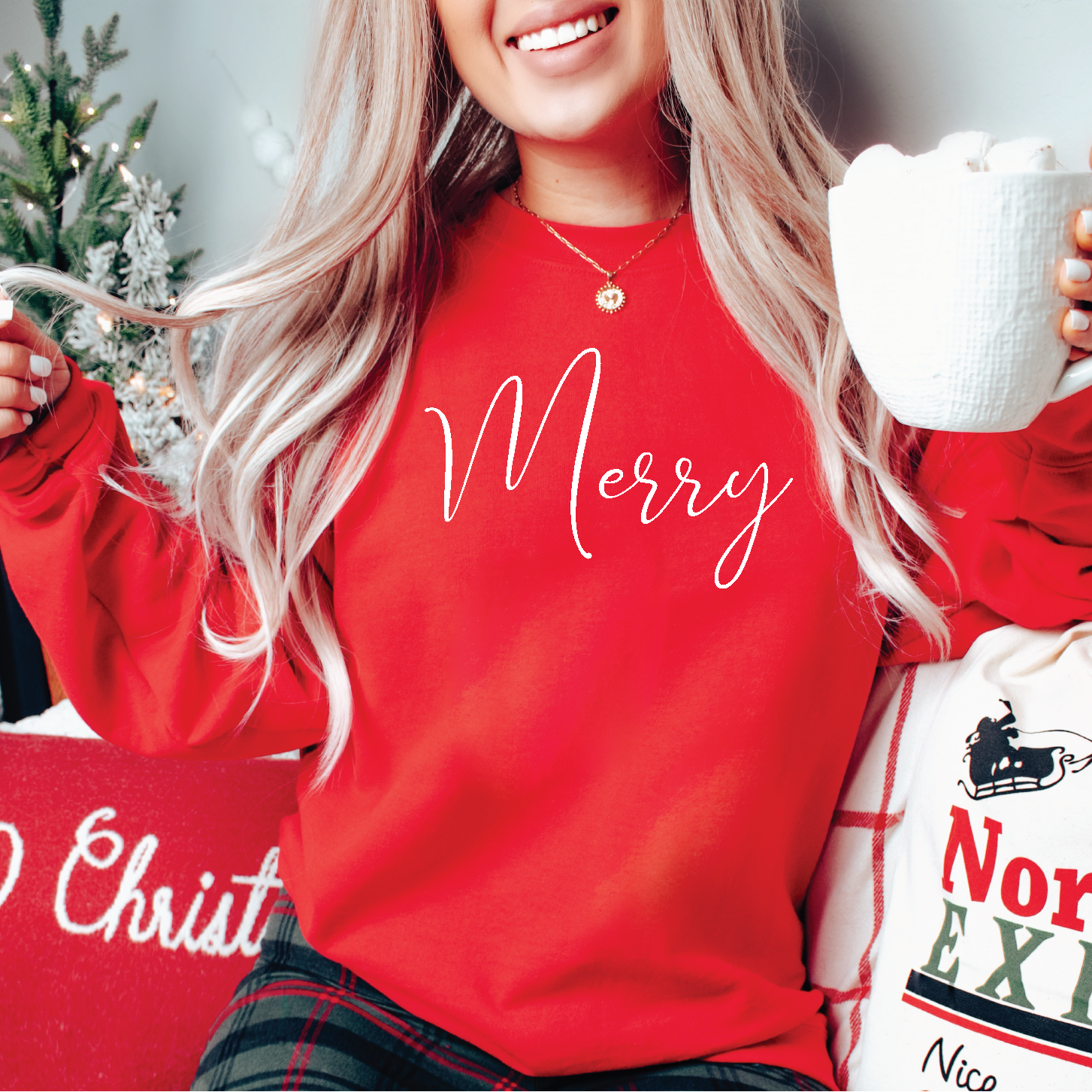 Merry {Script} Classic Crew Sweaters
