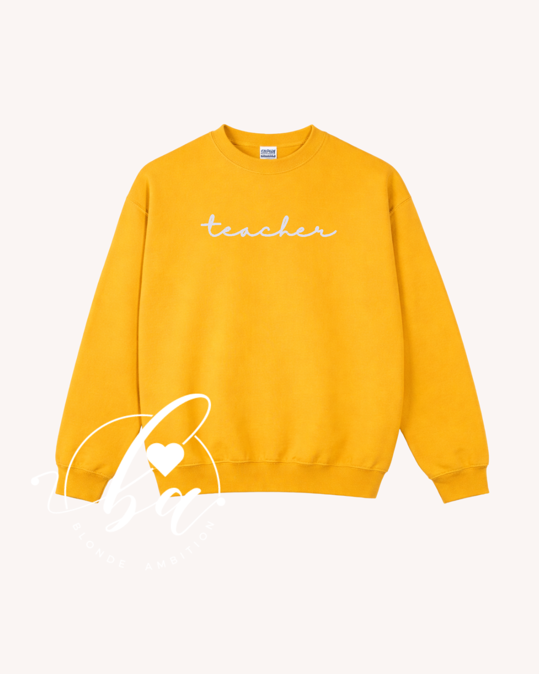 Customizable Script Embroidered Classic Crew Neck Sweater