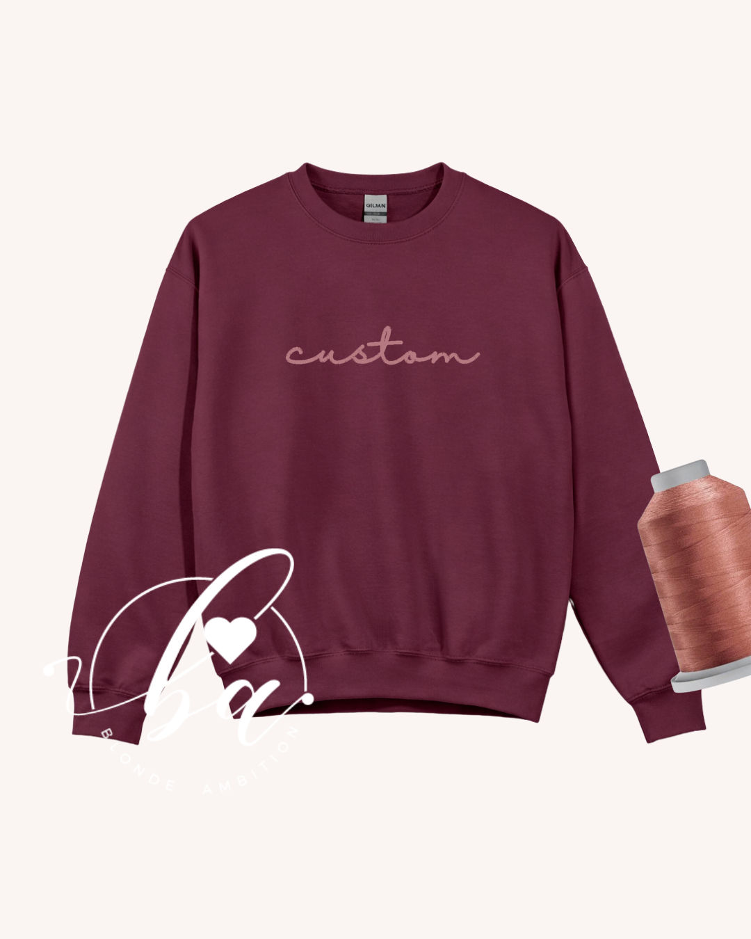 Customizable Script Embroidered Classic Crew Neck Sweater