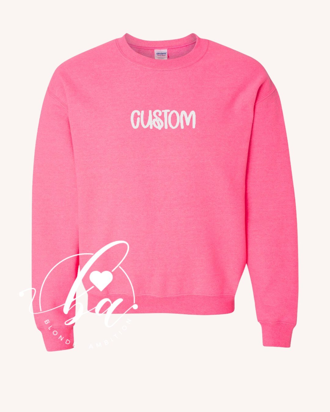 Customizable Hand Lettered Embroidered Classic Crew Neck Sweater