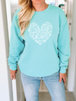 Blooming Heart Cozy Crew Neck Sweater