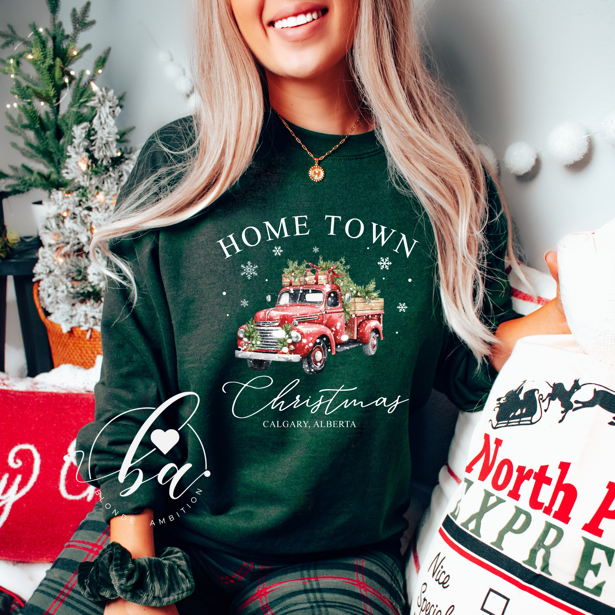 Home Town Christmas {Customizable} Classic Crew Neck Sweater