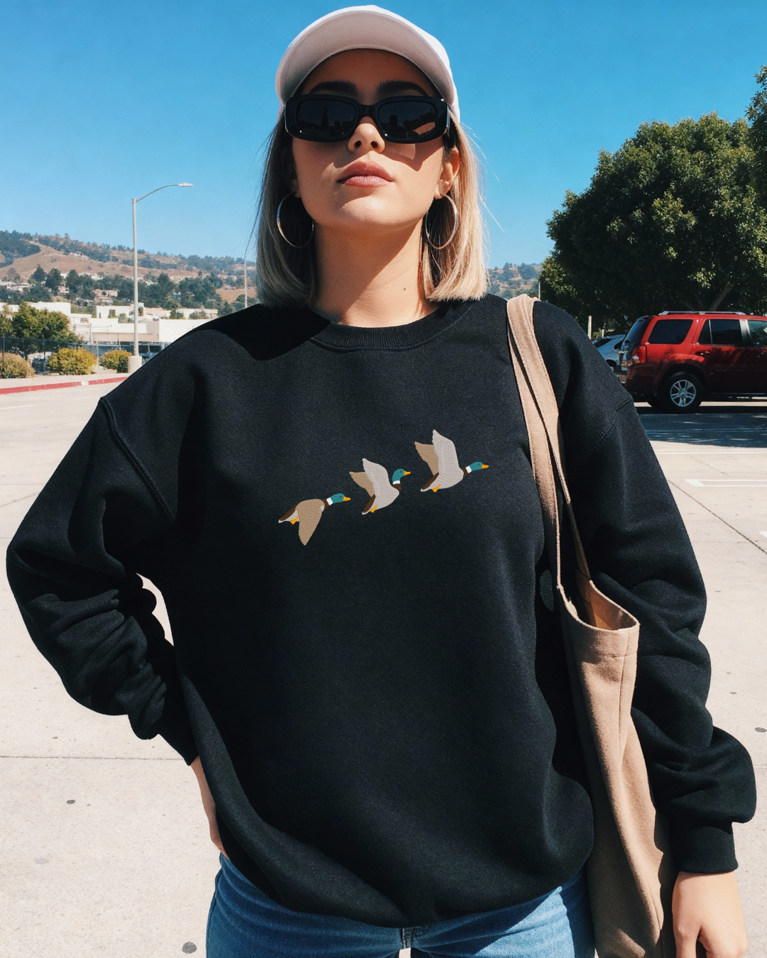 3 Flying Mallards Embroidered Classic Crew