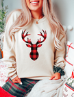 Plaid Deer Classic Crew Neck Sweater