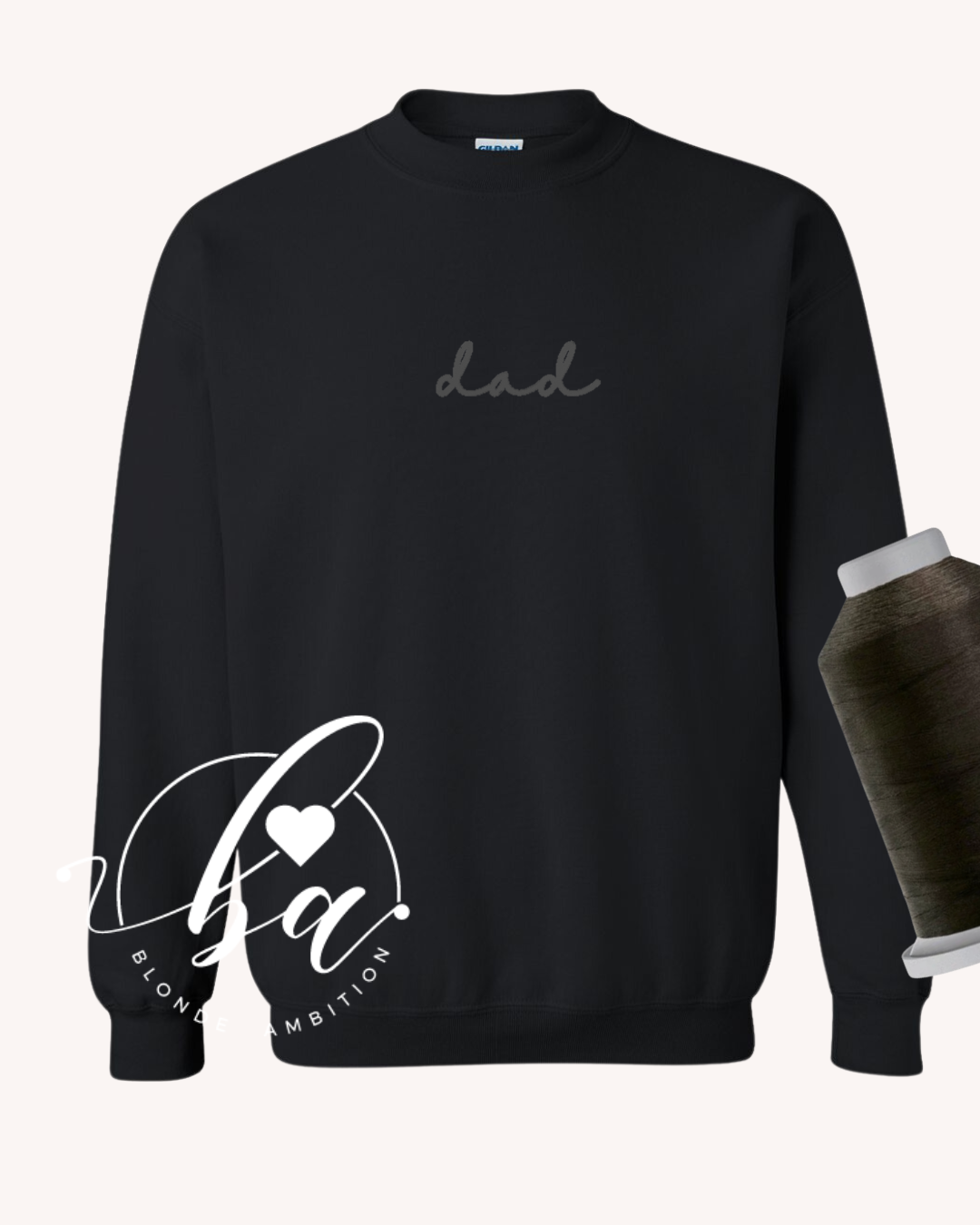 Customizable Script Embroidered Classic Crew Neck Sweater