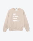 Eat. Sleep. Hike. Repeat Cozy Crew Neck Sweater