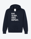 Eat. Sleep. Hike. Repeat. Cozy Hoodie