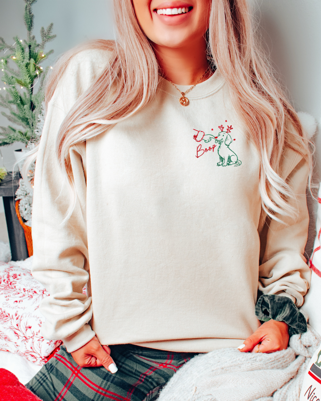 Embroidered Boop Classic Crew Neck Sweater