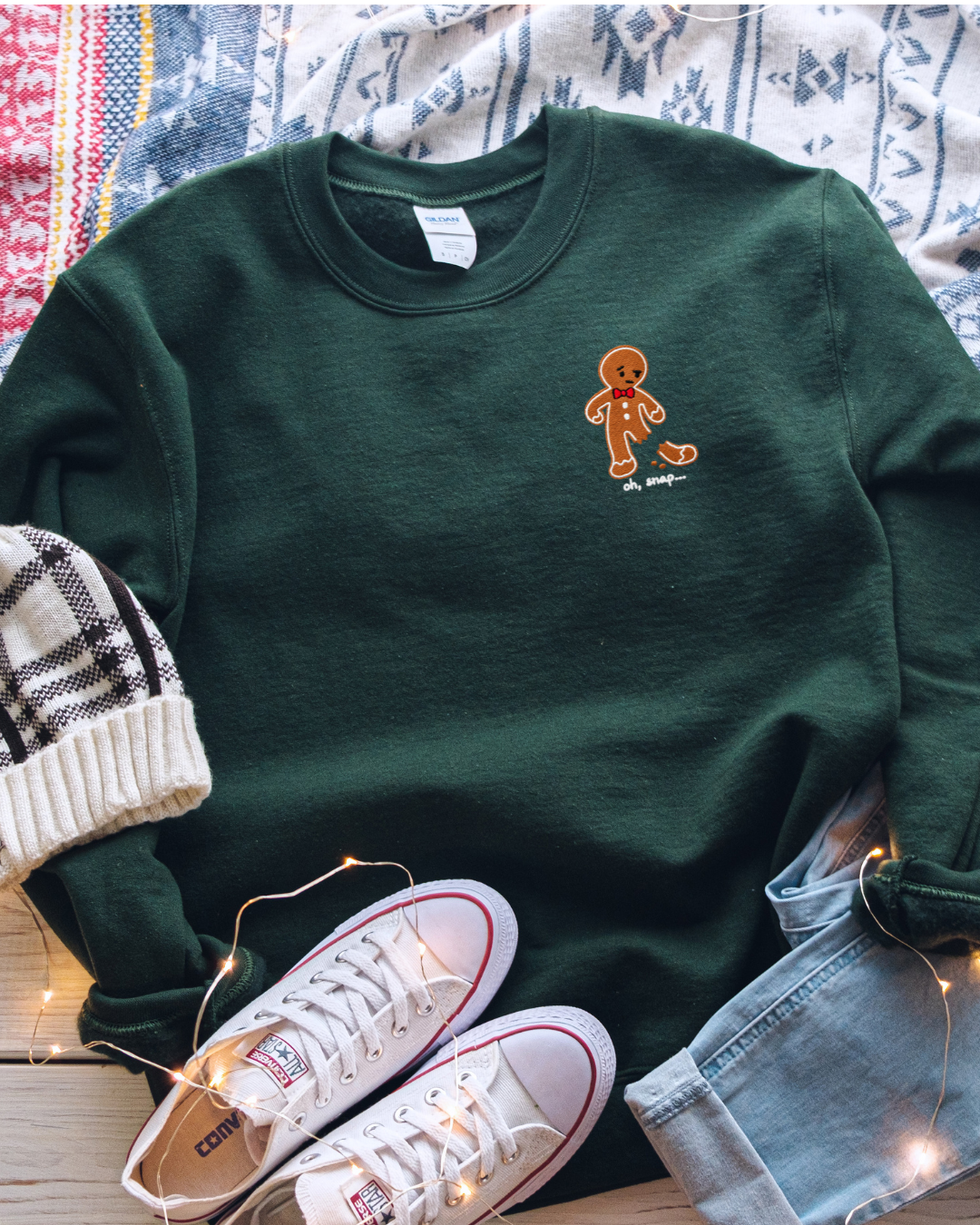 Embroidered Oh Snap Classic Crew Neck Sweater