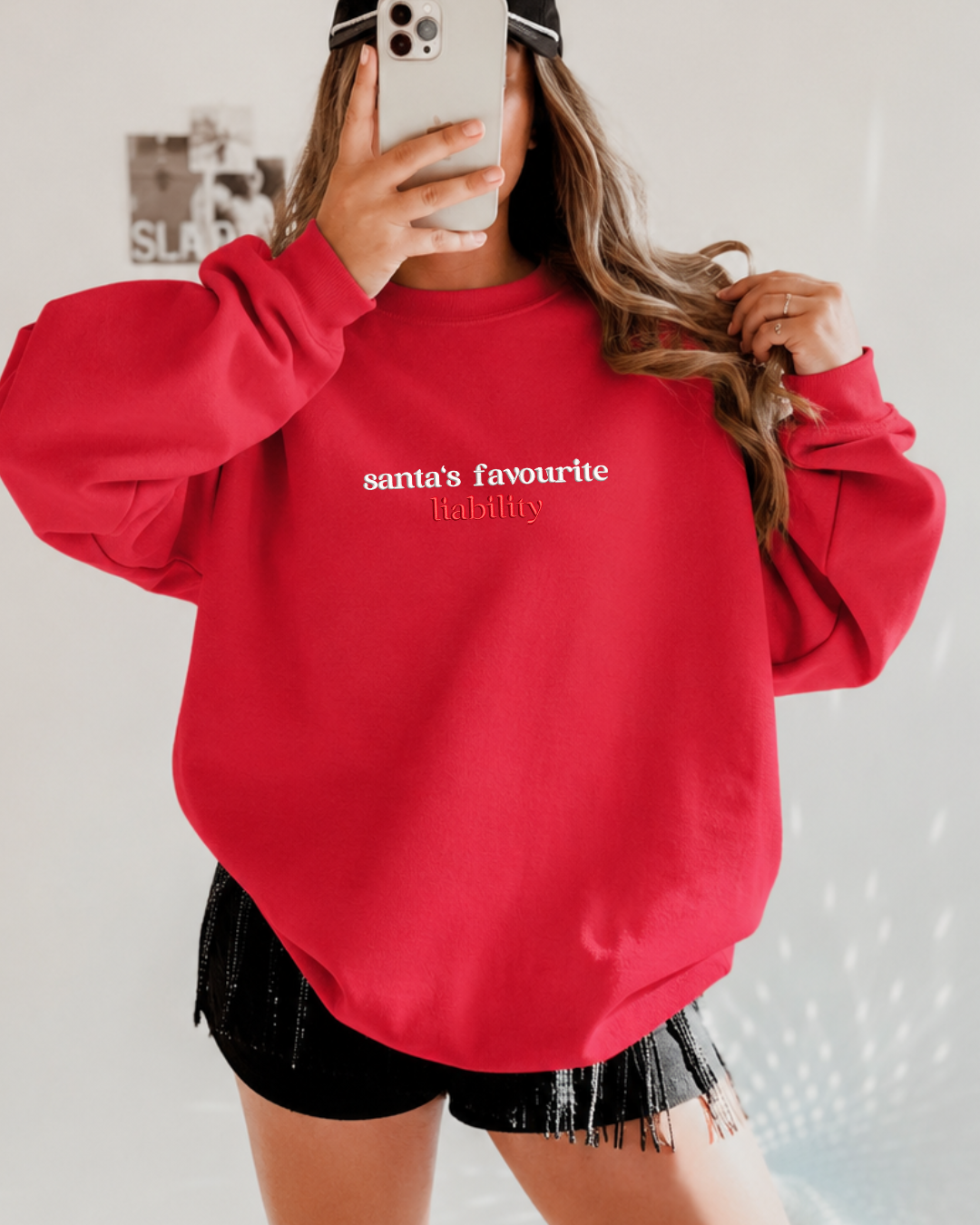 Embroidered Santa's Favourite Liability Sweater - Classic Crew Neck